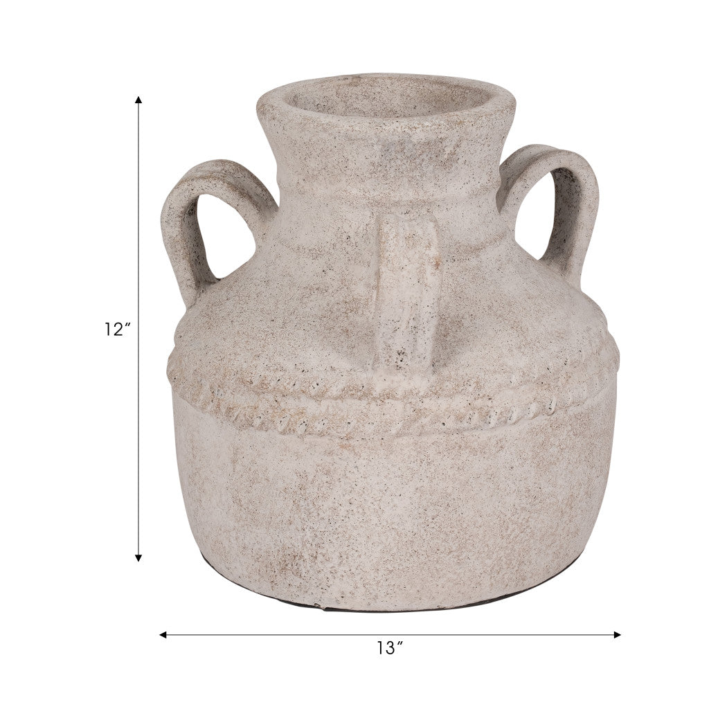 Atlas Ivory Terracotta Amphora Vase (12")