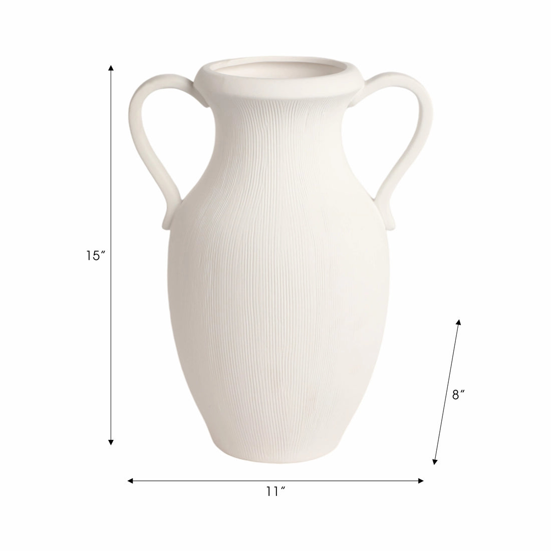 Muse White Striped Stoneware Vase (15")