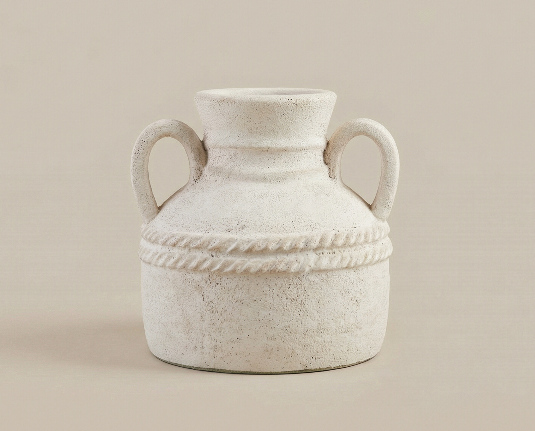 Atlas Ivory Terracotta Amphora Vase (12")