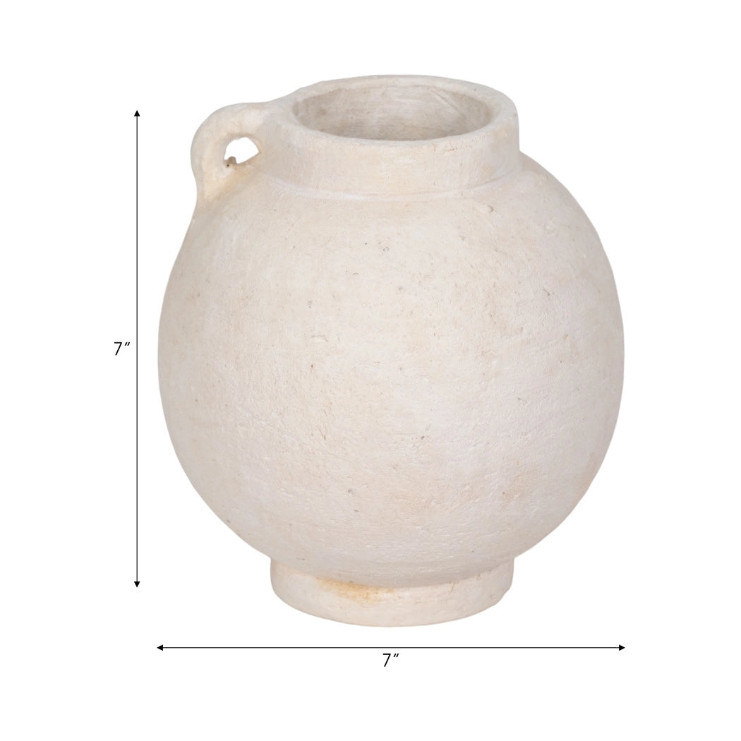 Luna White Ceramic Jug Vase (7")