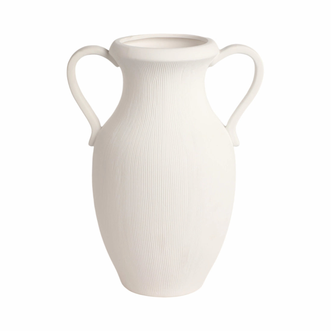 Muse White Striped Stoneware Vase (15")