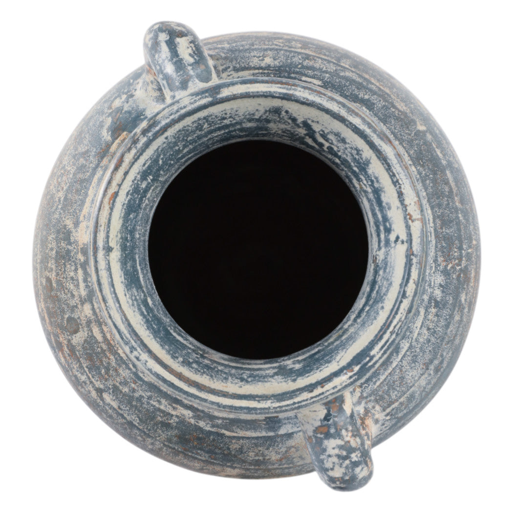 Harbor Blue Terracotta Handle Vase (9.5")