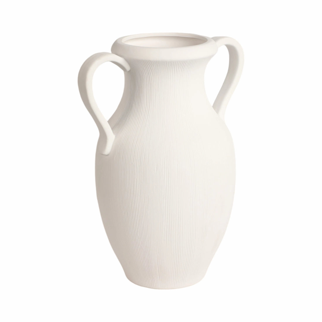 Muse White Striped Stoneware Vase (15")