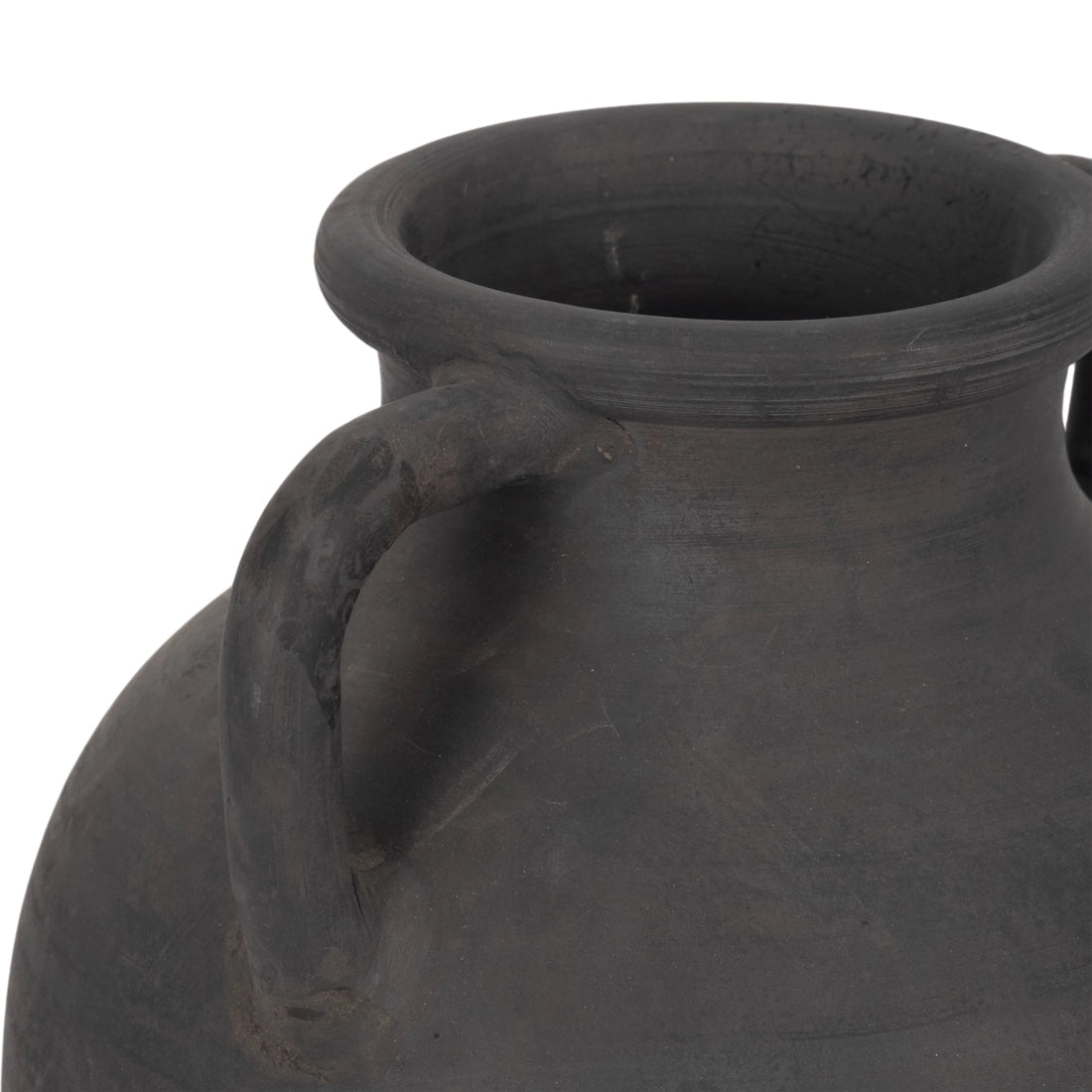 Noir Black Ceramic Handle Vase (13")