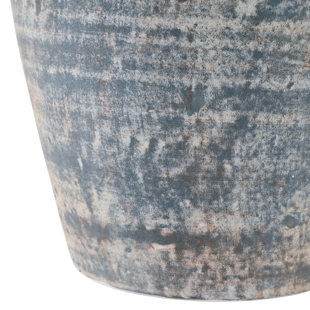 Harbor Blue Terracotta Handle Vase (12.5")