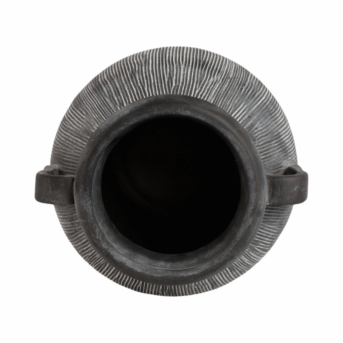 Muse Black Ribbed Ceramic Vase (10")