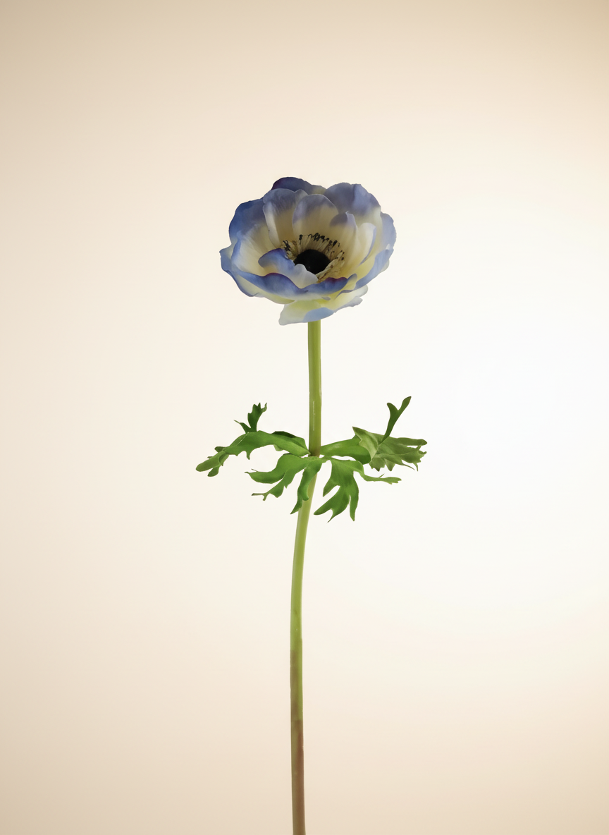 Real Touch Anemone 17.5" - Cream Blue
