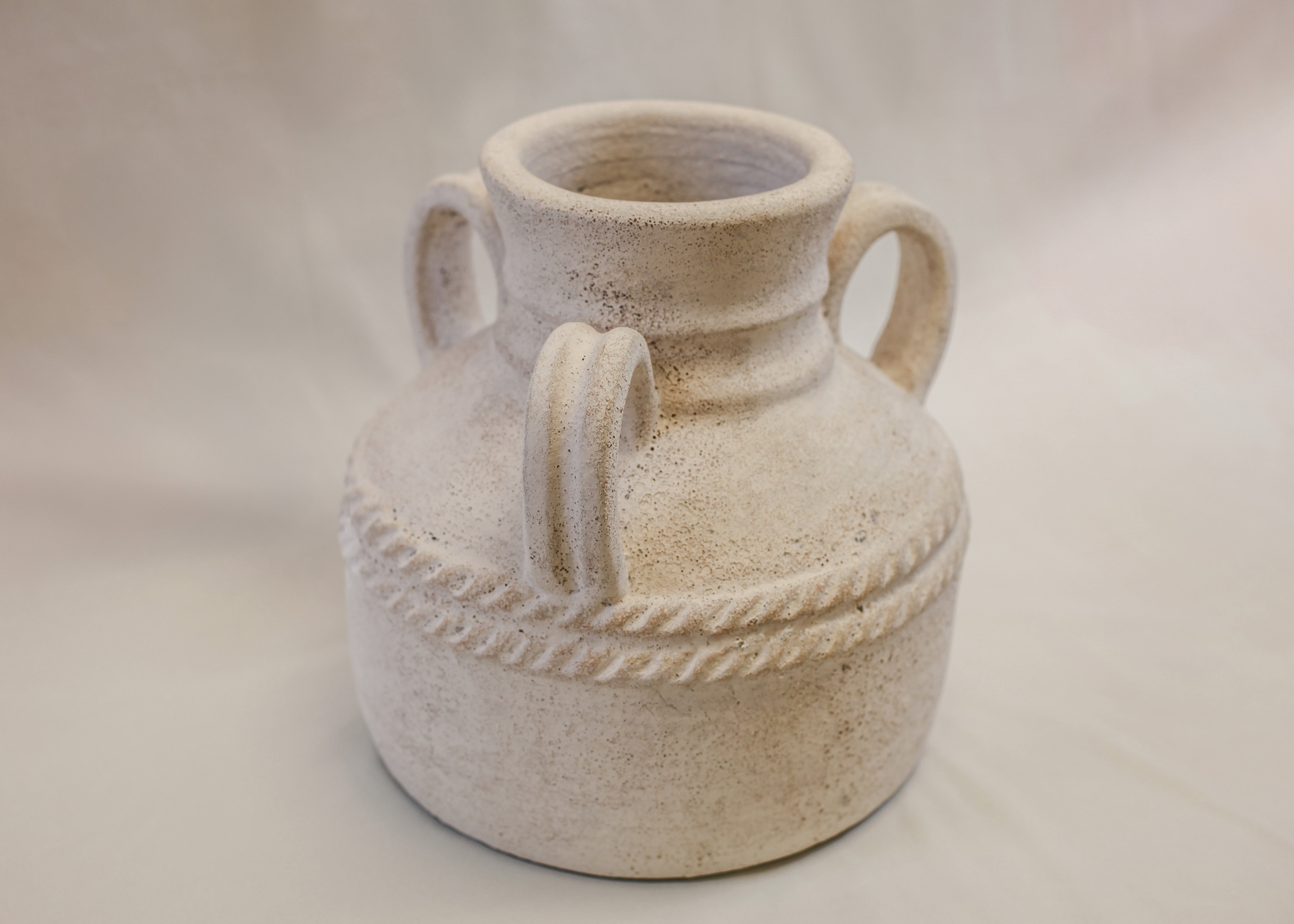 Atlas Ivory Terracotta Amphora Vase (12")
