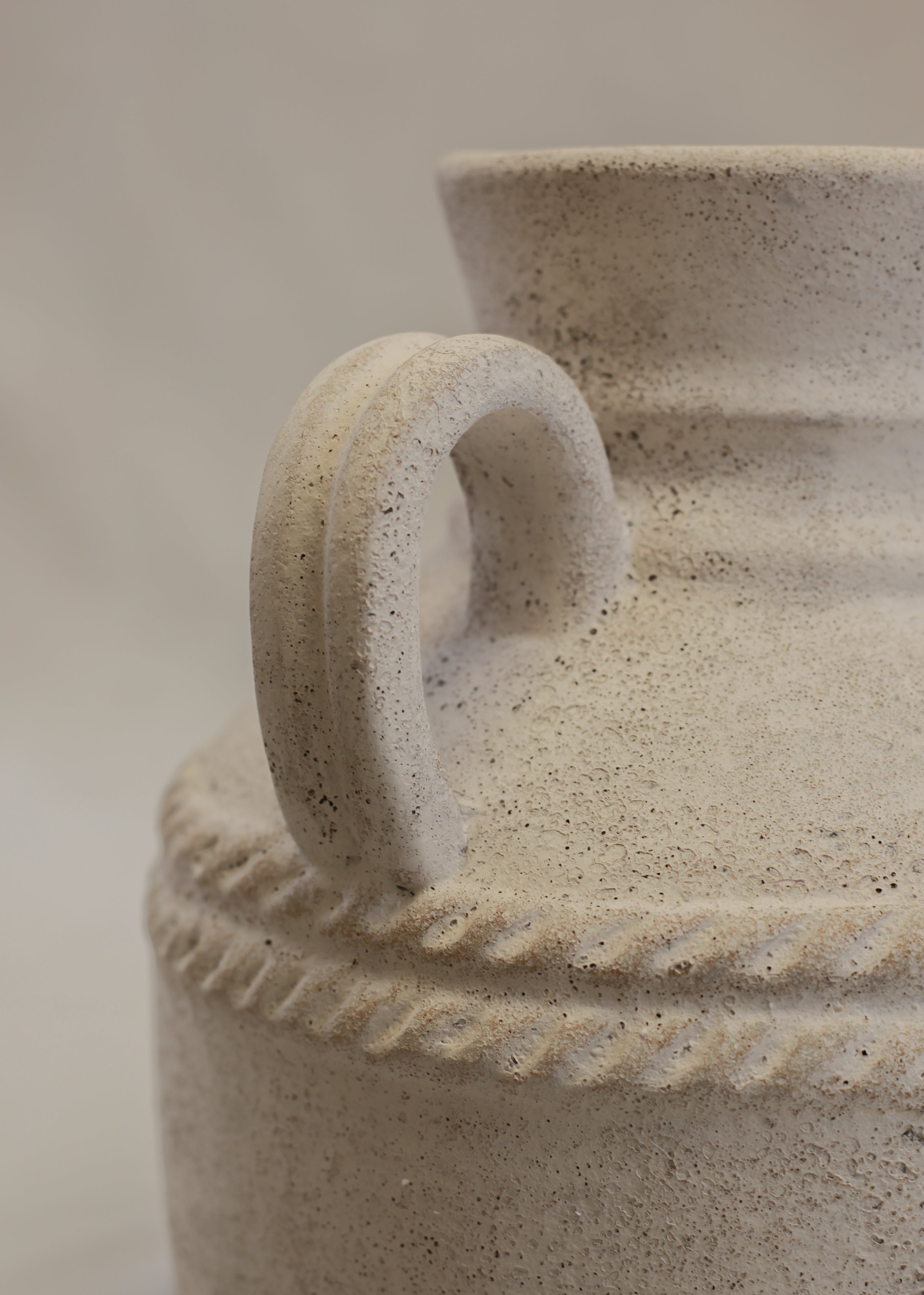 Atlas Ivory Terracotta Amphora Vase (12")