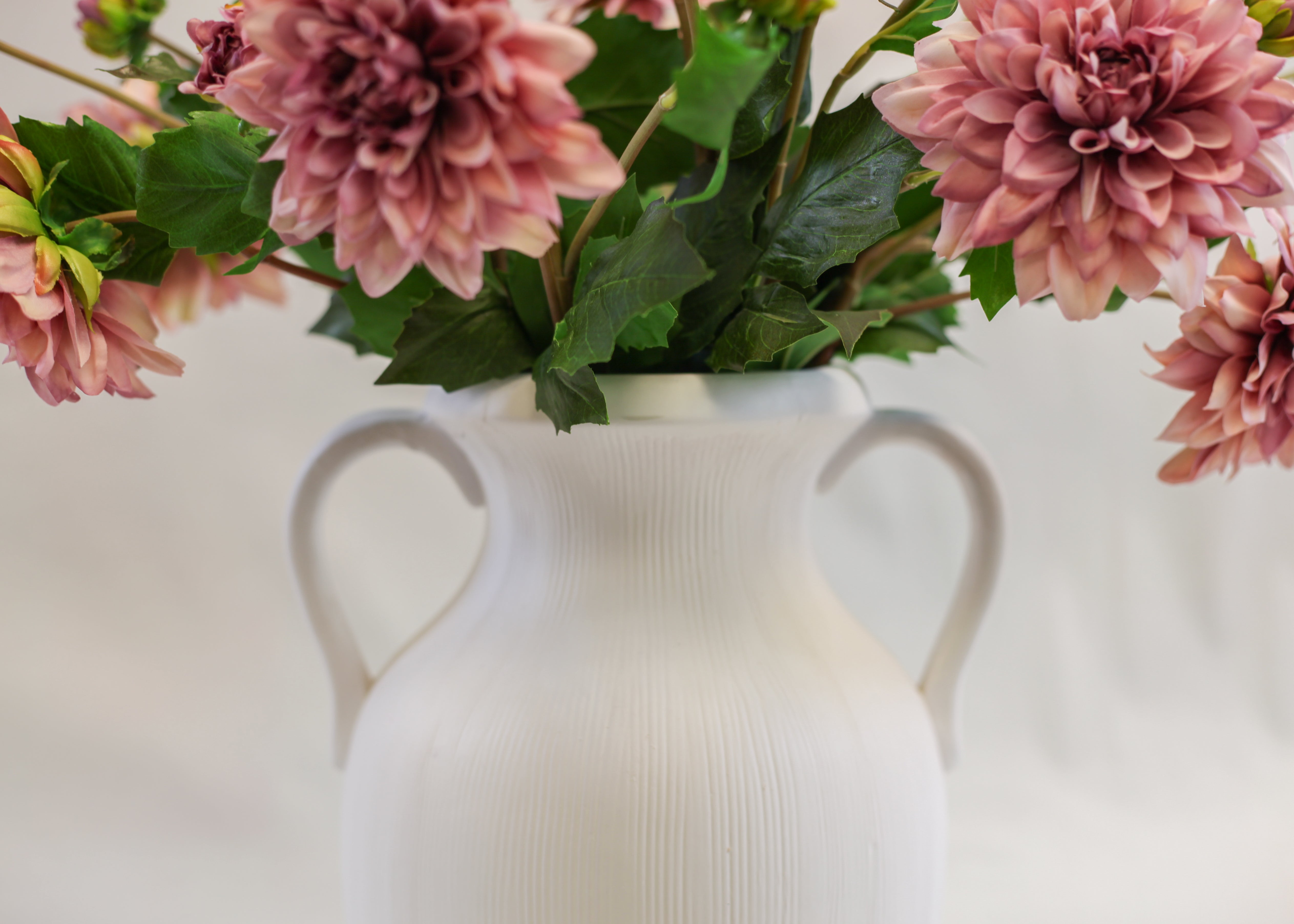 Muse White Striped Stoneware Vase (12")