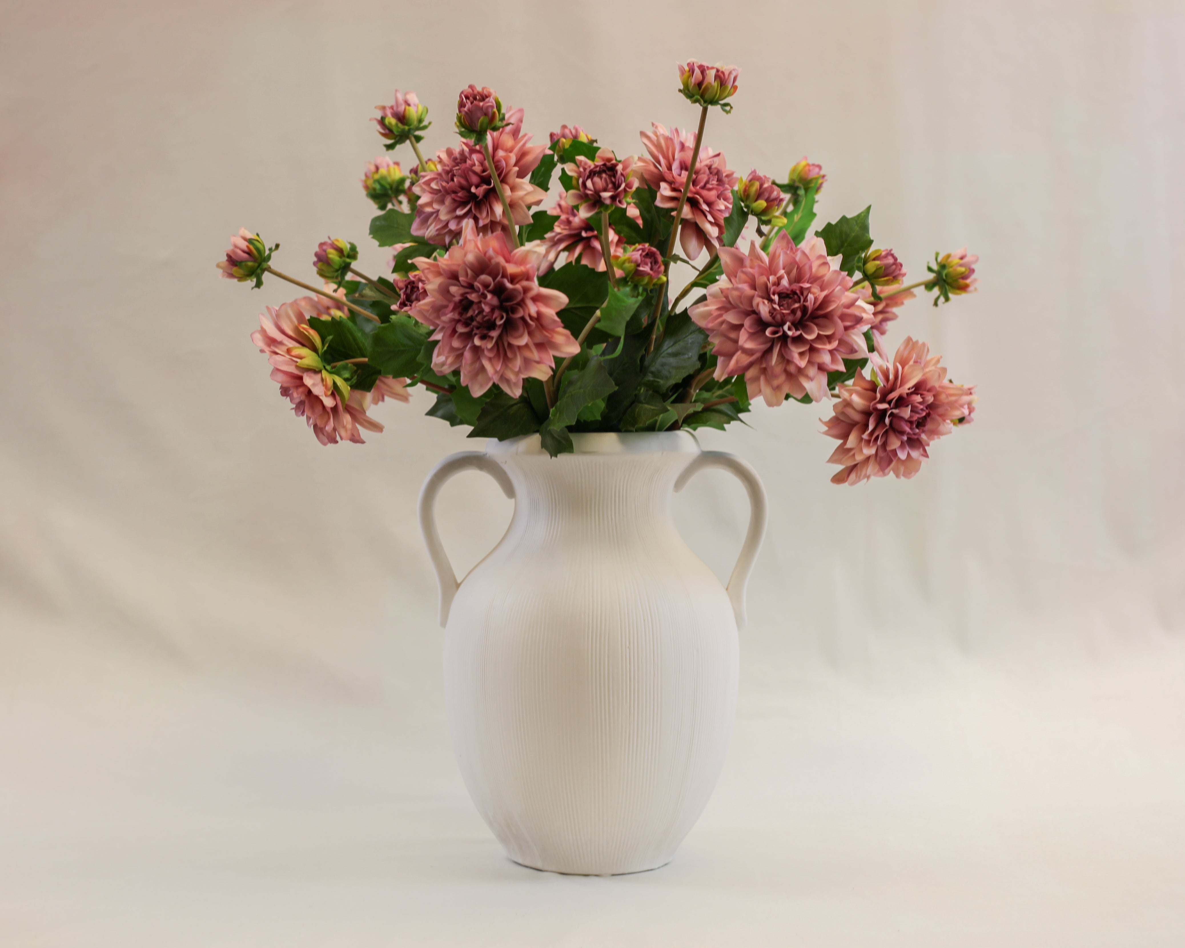 Muse White Striped Stoneware Vase (12")