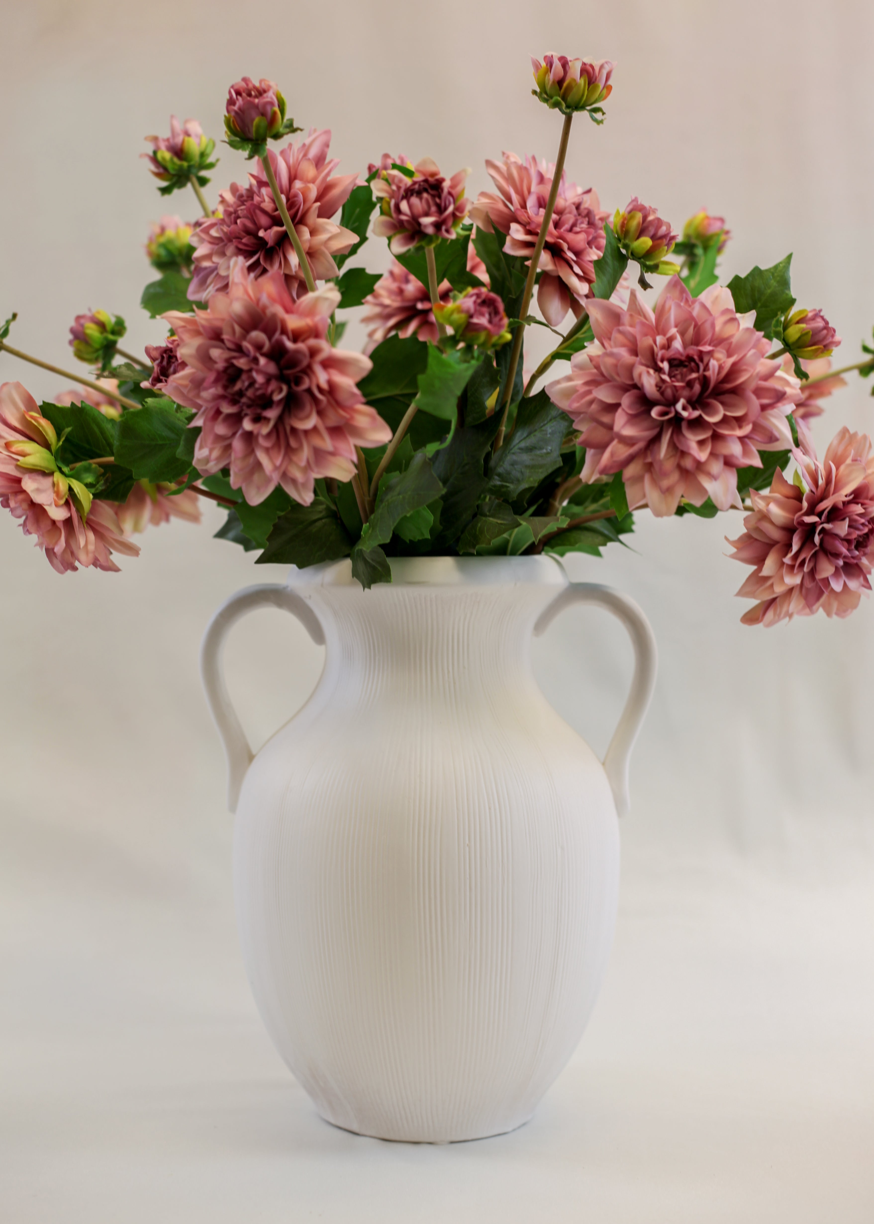 Muse White Striped Stoneware Vase (12")