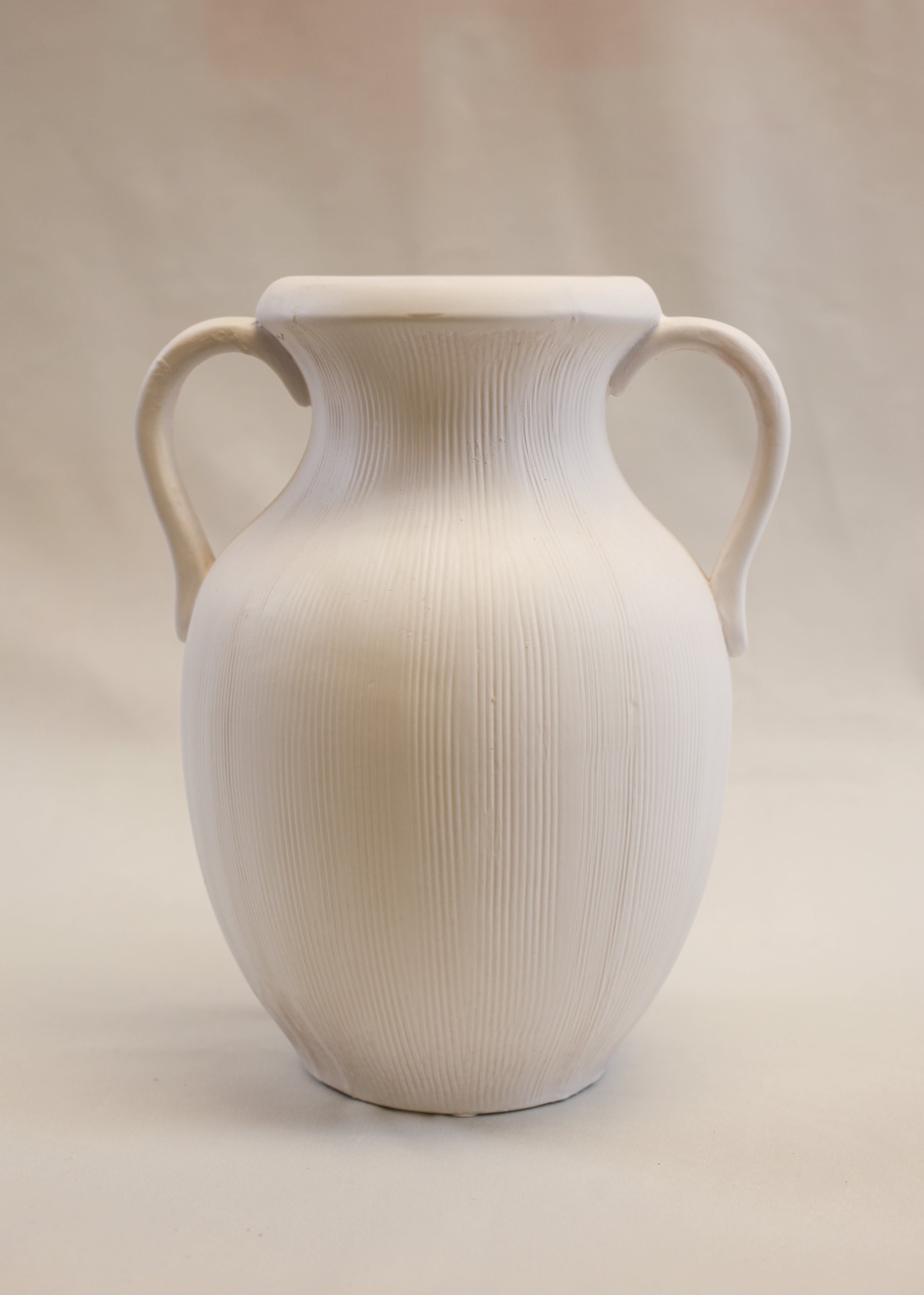 Muse White Striped Stoneware Vase (12")