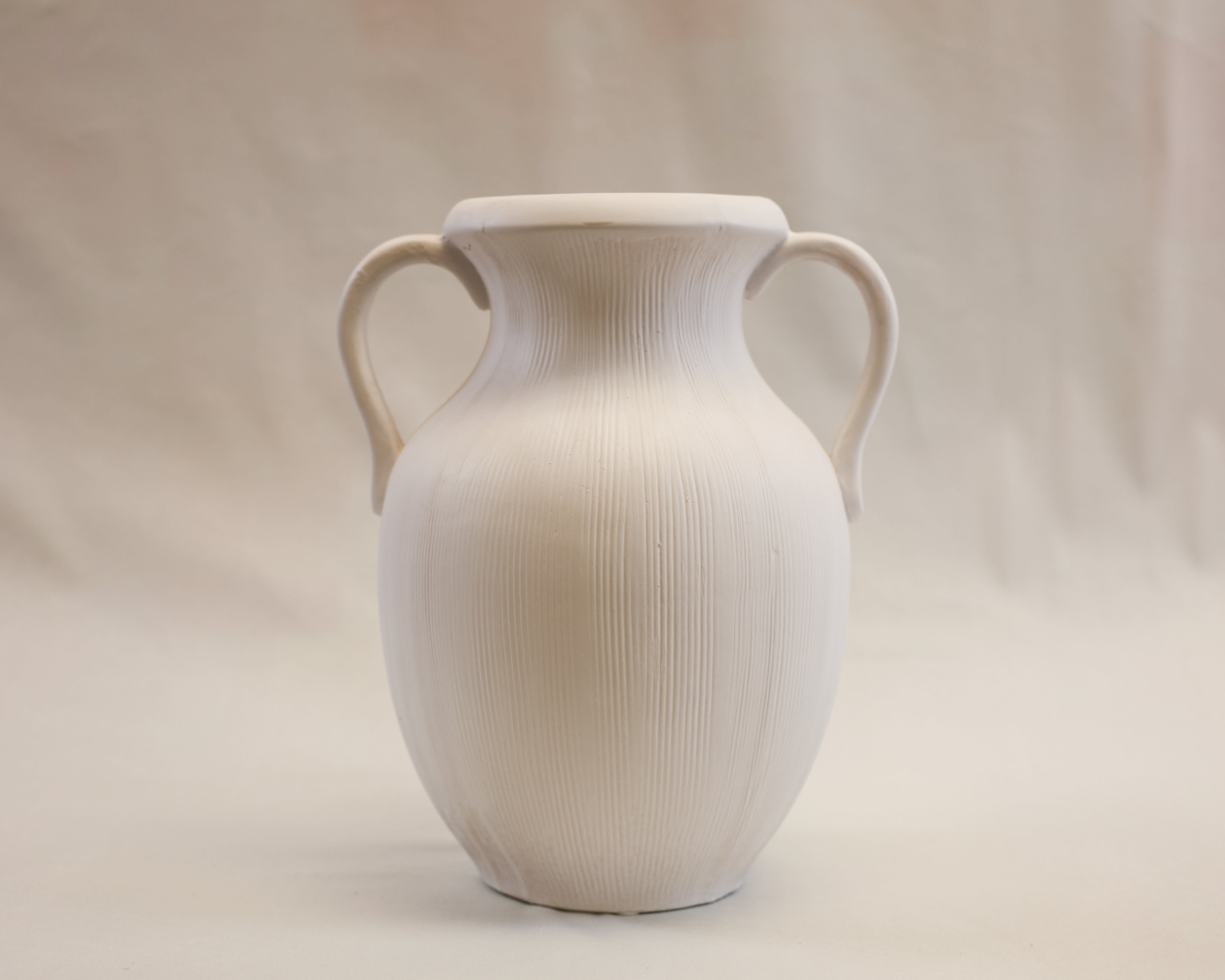 Muse White Striped Stoneware Vase (12")