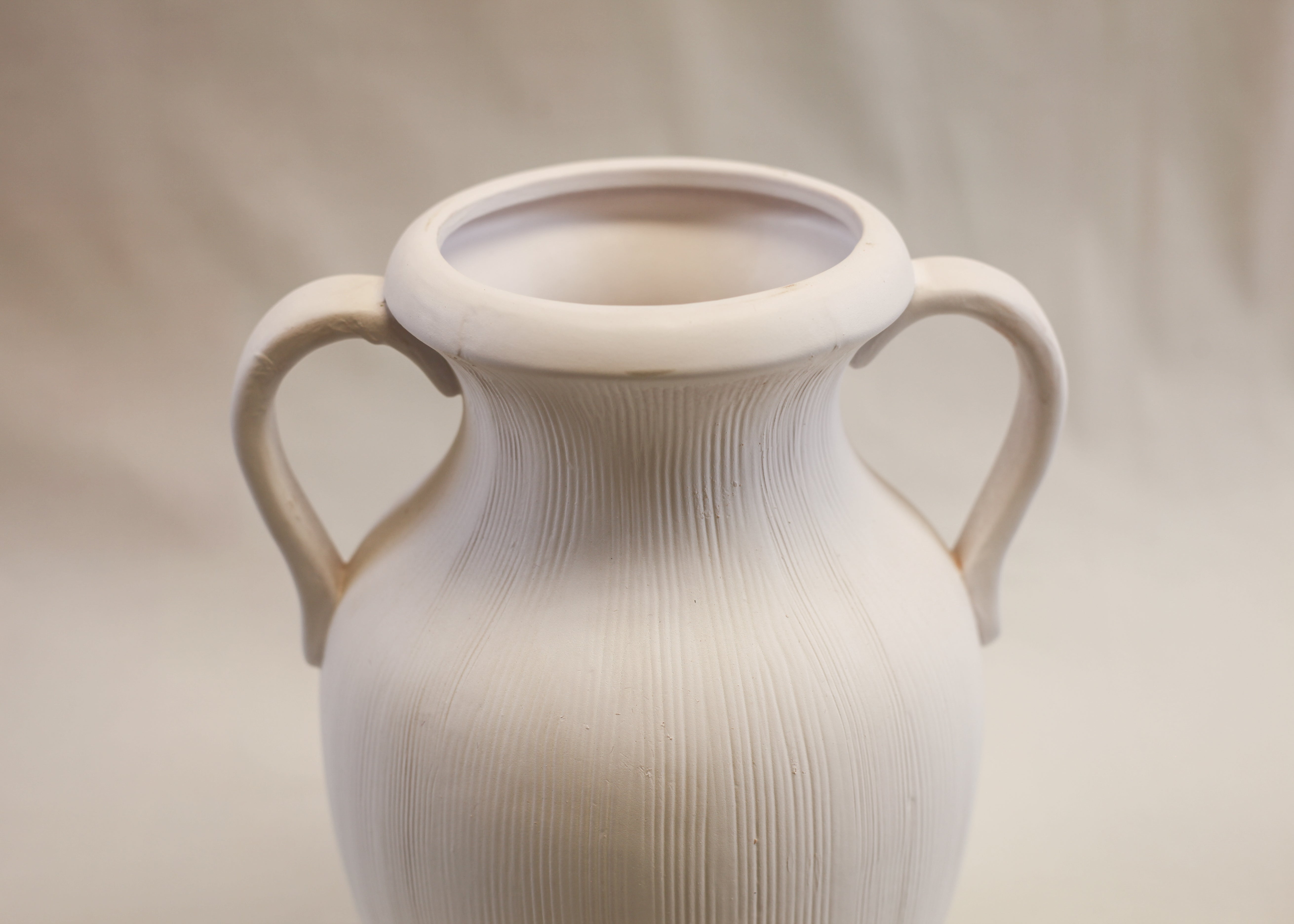 Muse White Striped Stoneware Vase (12")