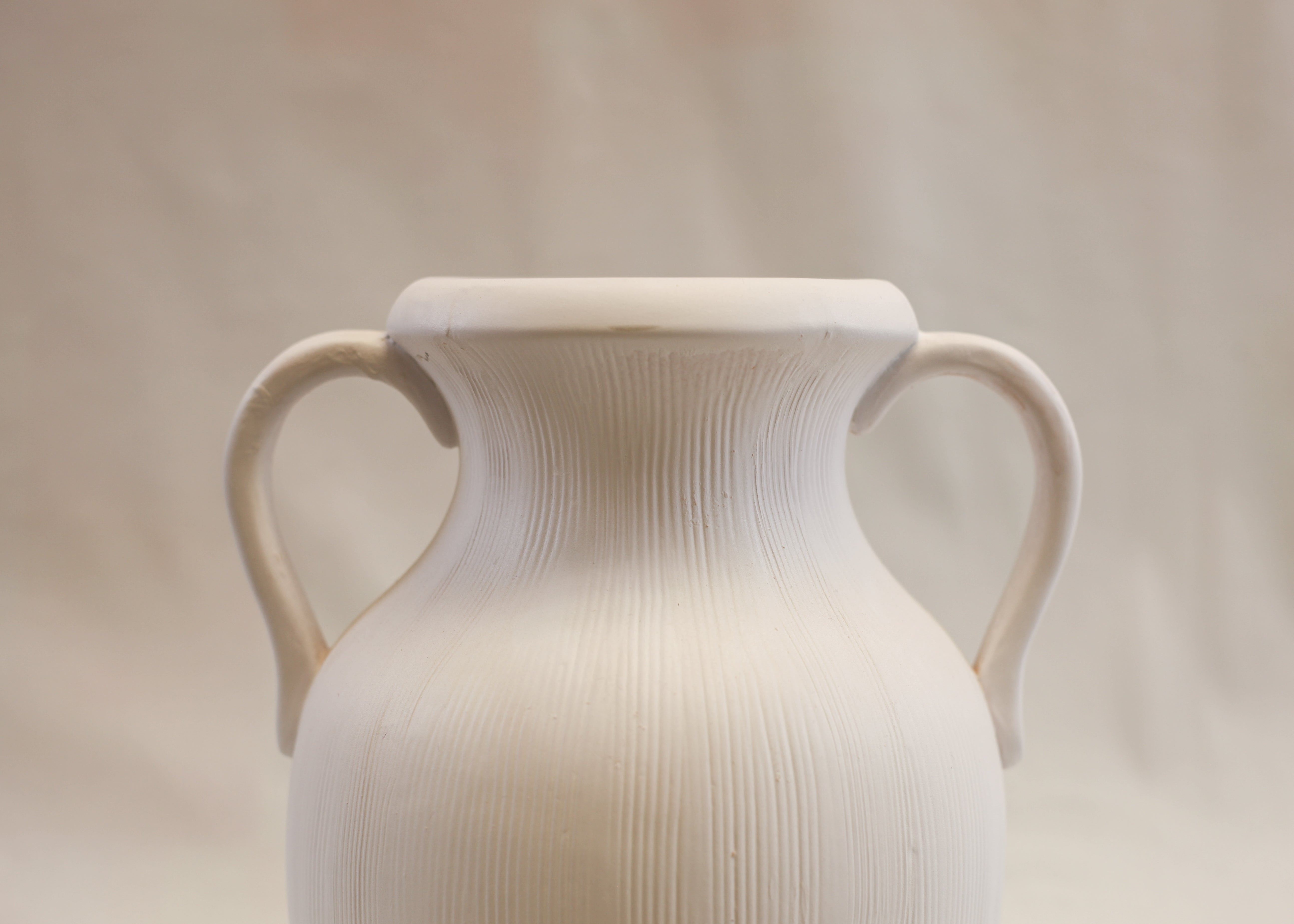 Muse White Striped Stoneware Vase (12")