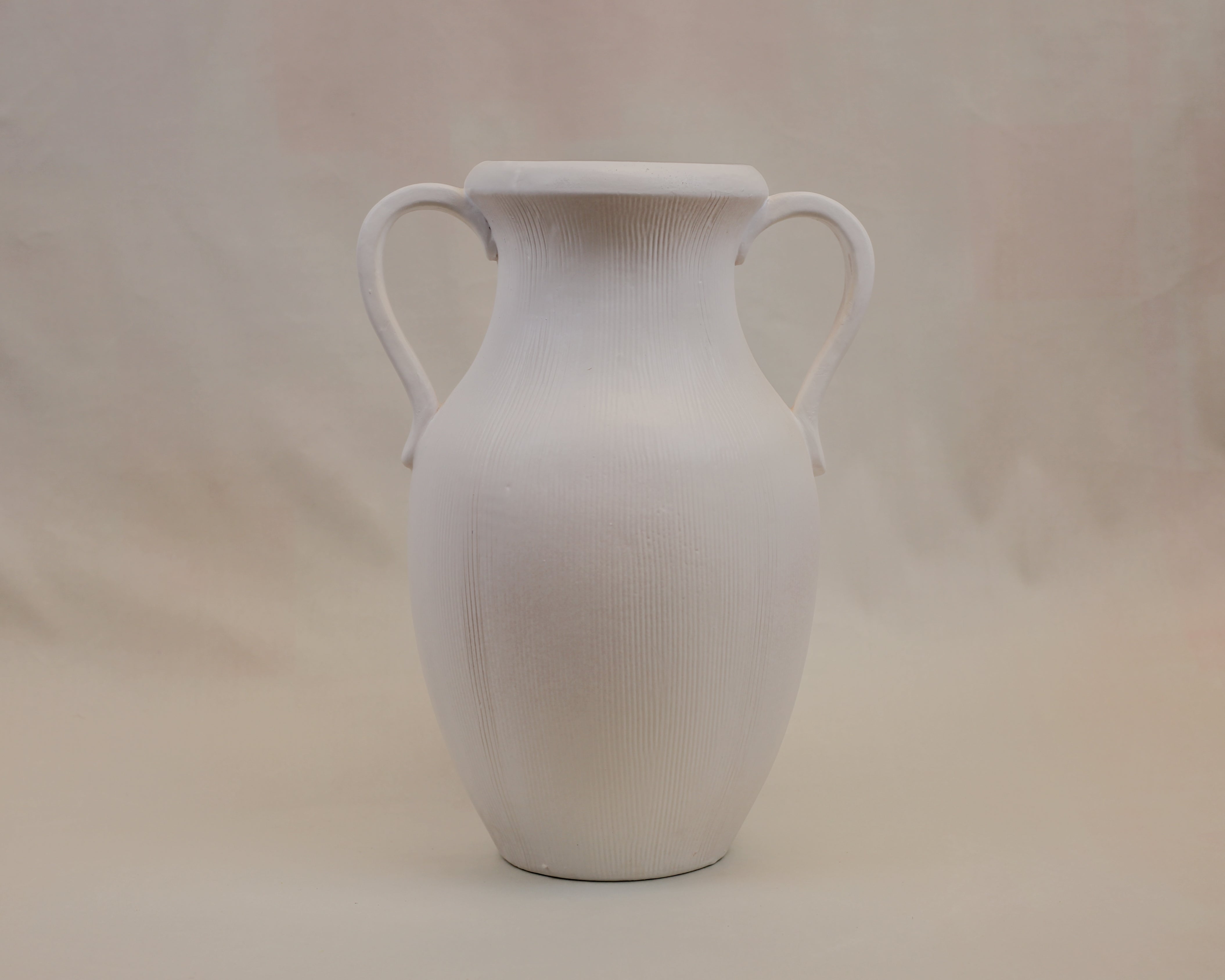 Muse White Striped Stoneware Vase (15")