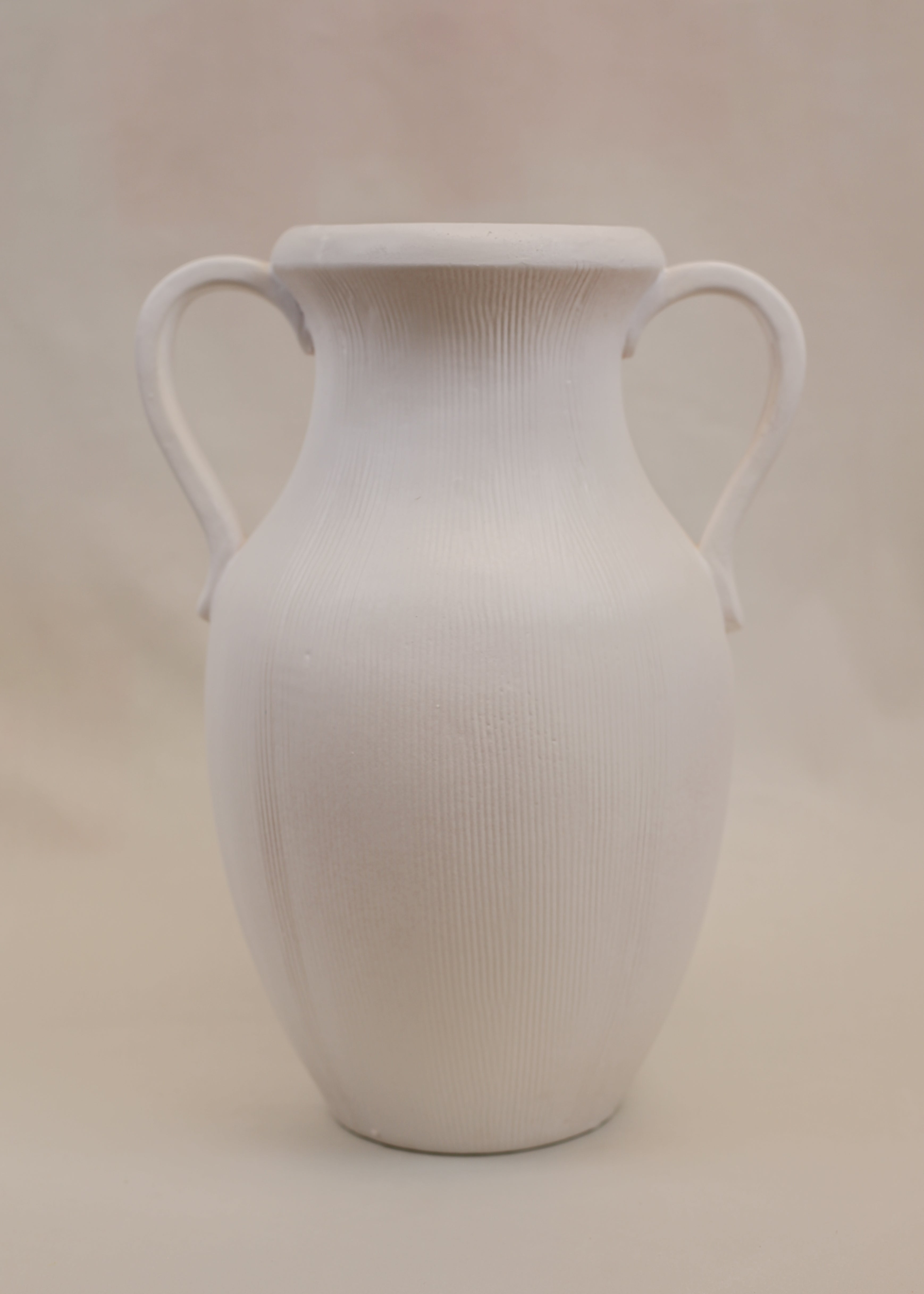 Muse White Striped Stoneware Vase (15")