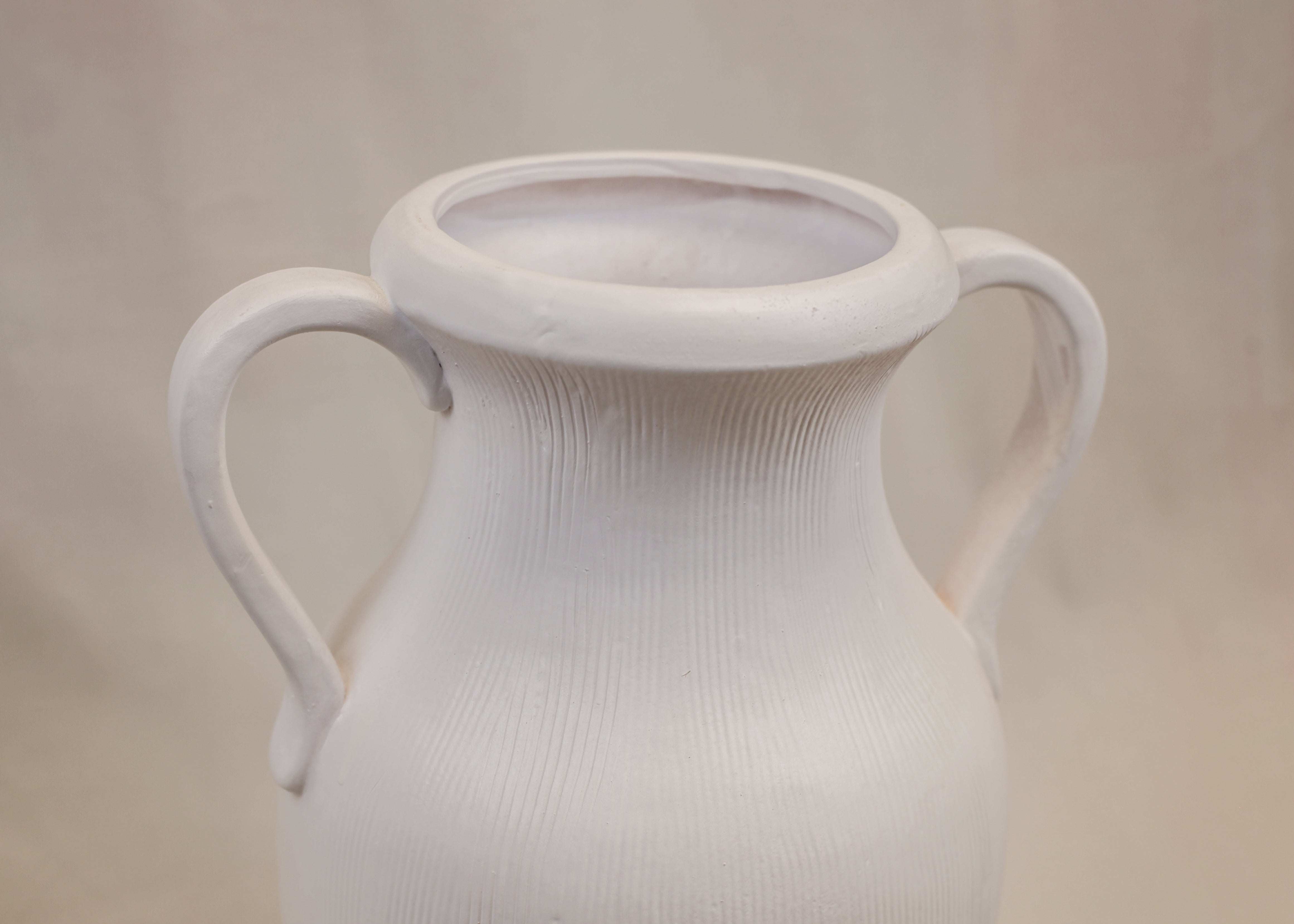 Muse White Striped Stoneware Vase (15")