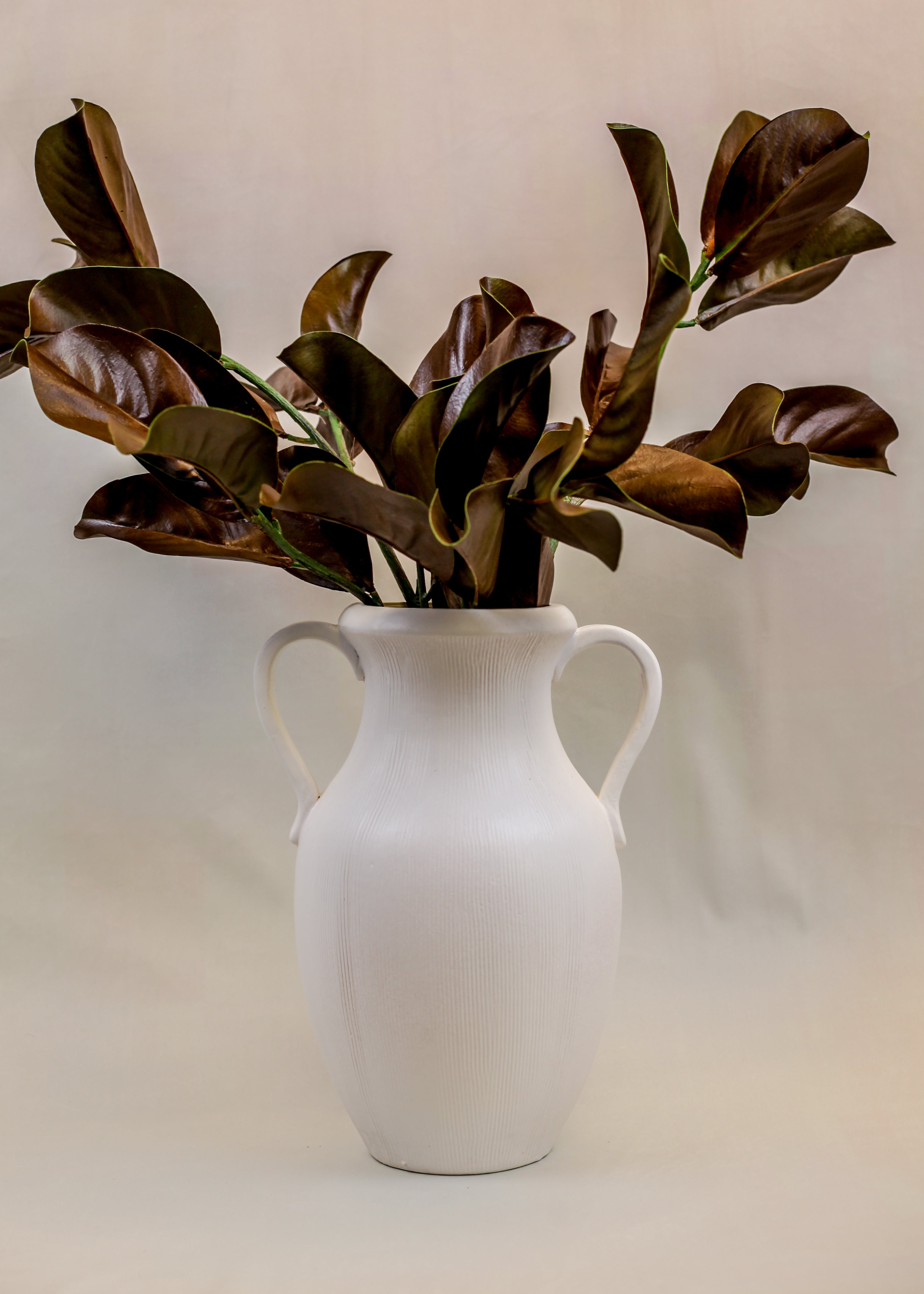 Muse White Striped Stoneware Vase (15")