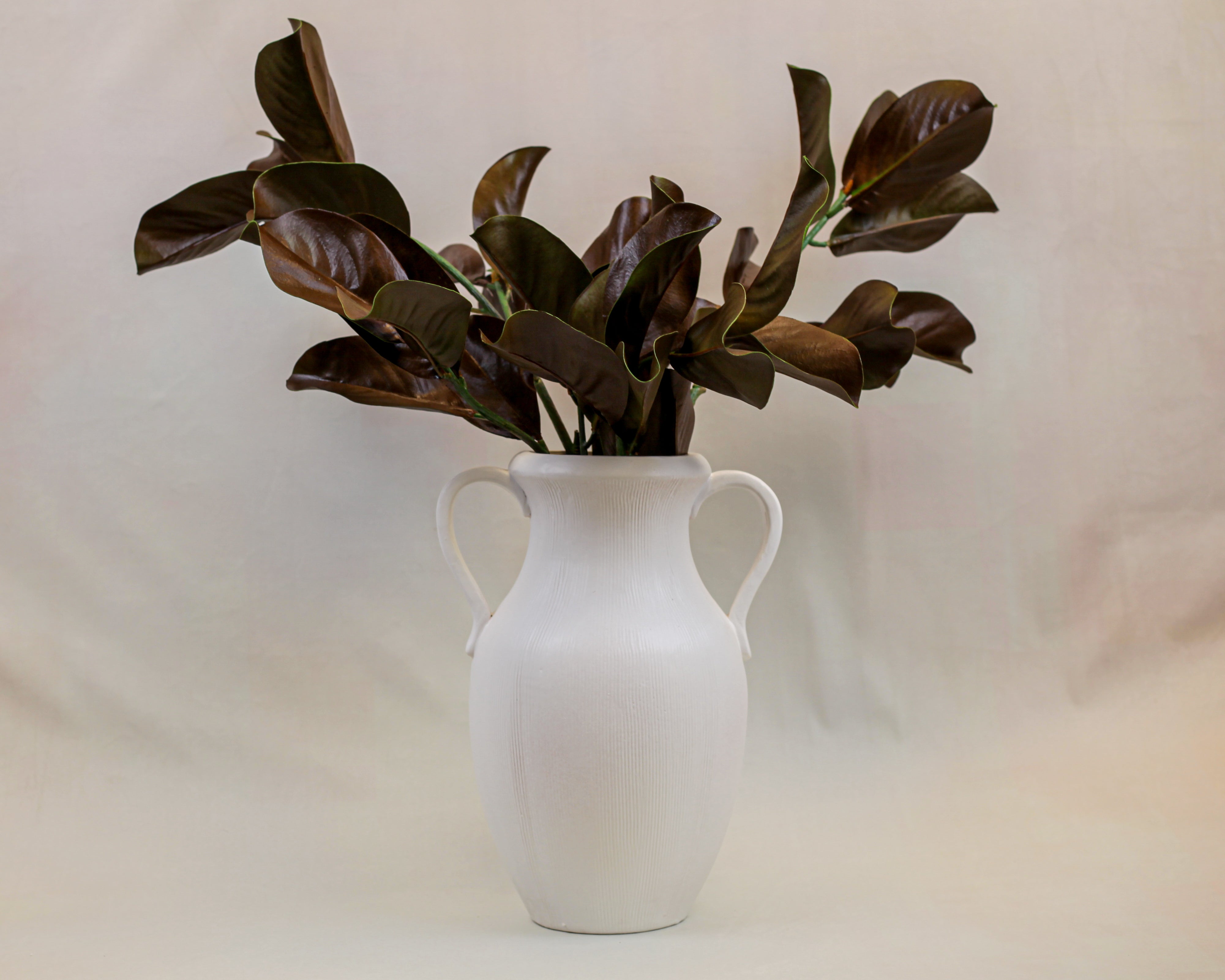 Muse White Striped Stoneware Vase (15")