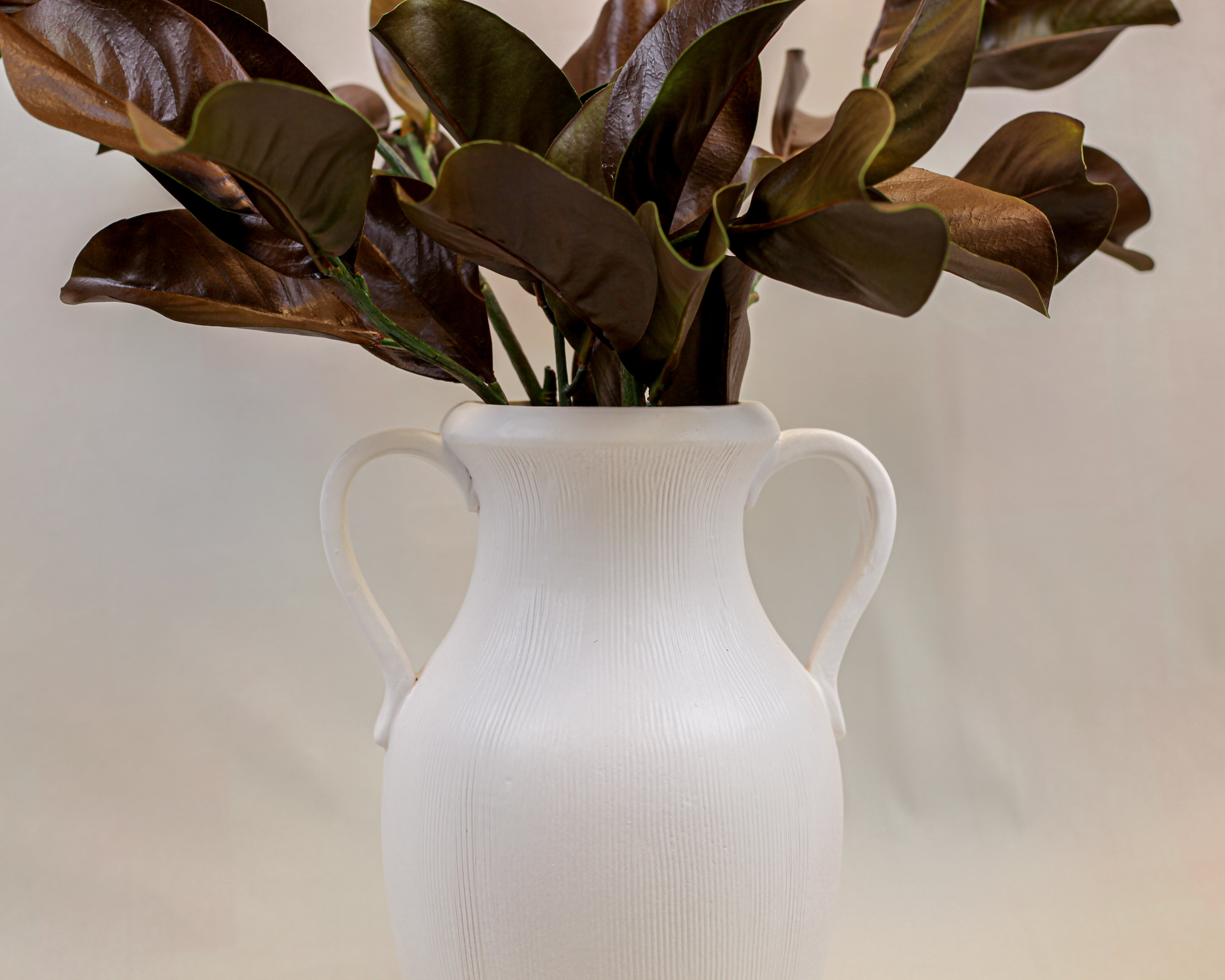 Muse White Striped Stoneware Vase (15")