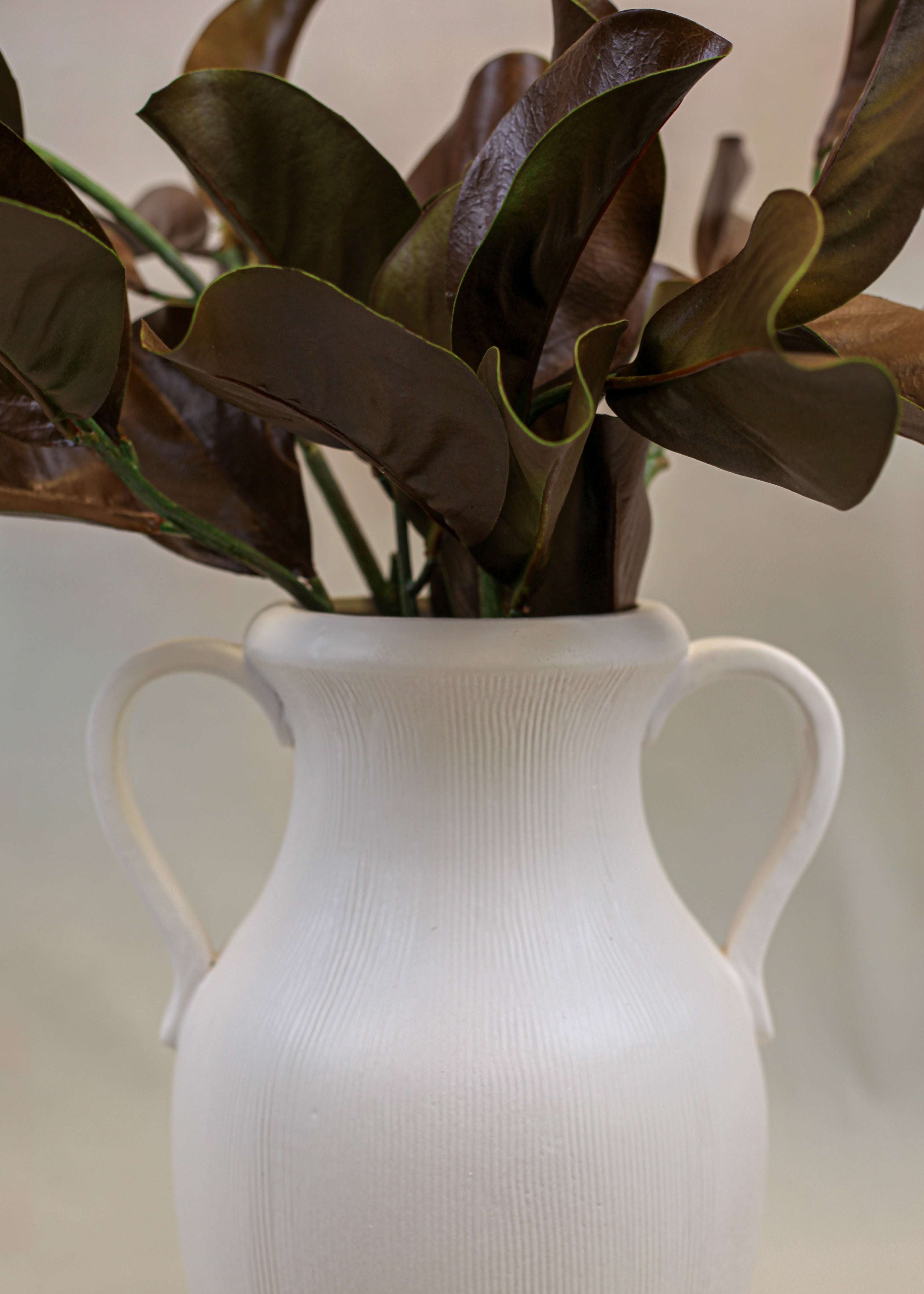Muse White Striped Stoneware Vase (15")