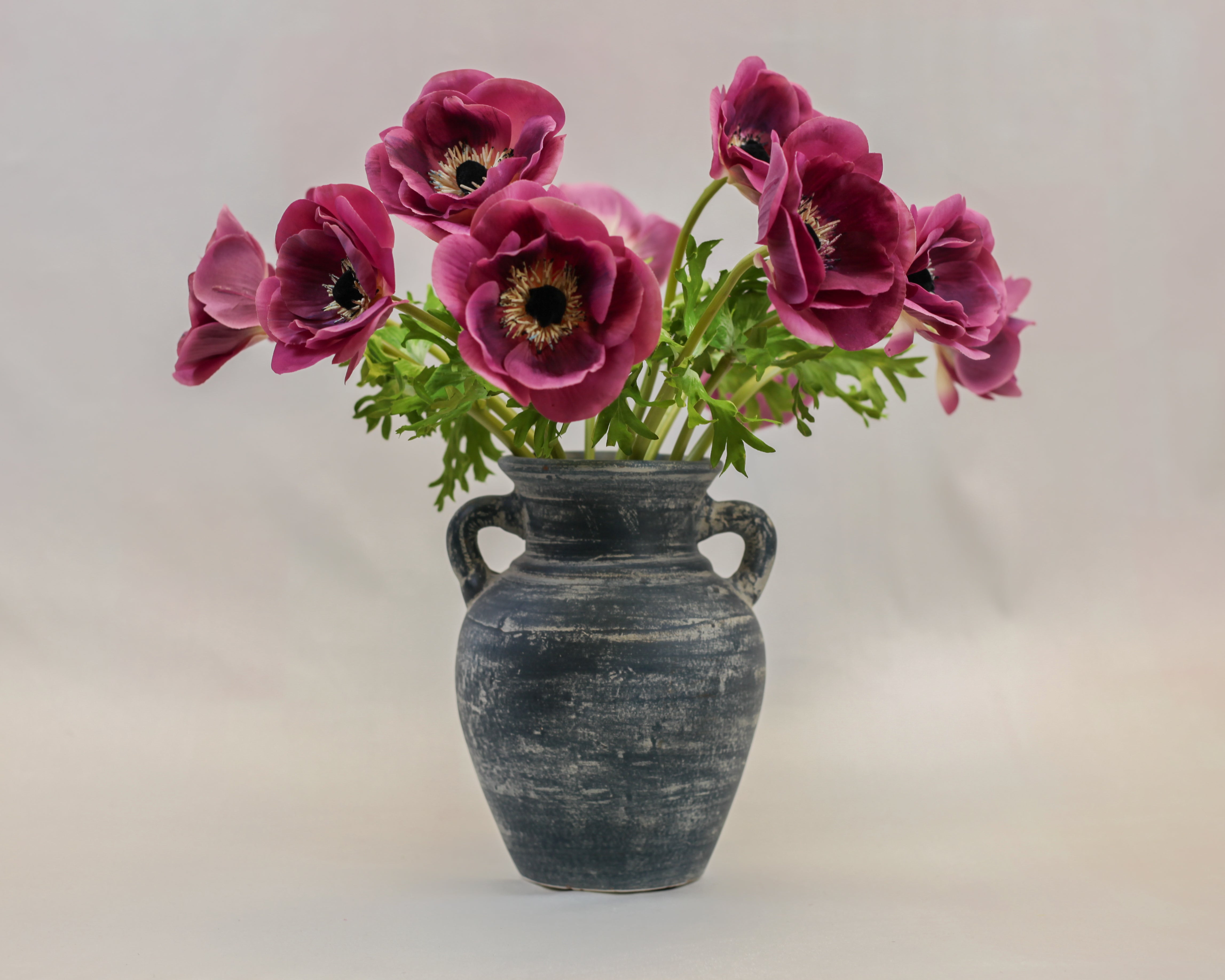 Harbor Blue Terracotta Handle Vase (9.5")