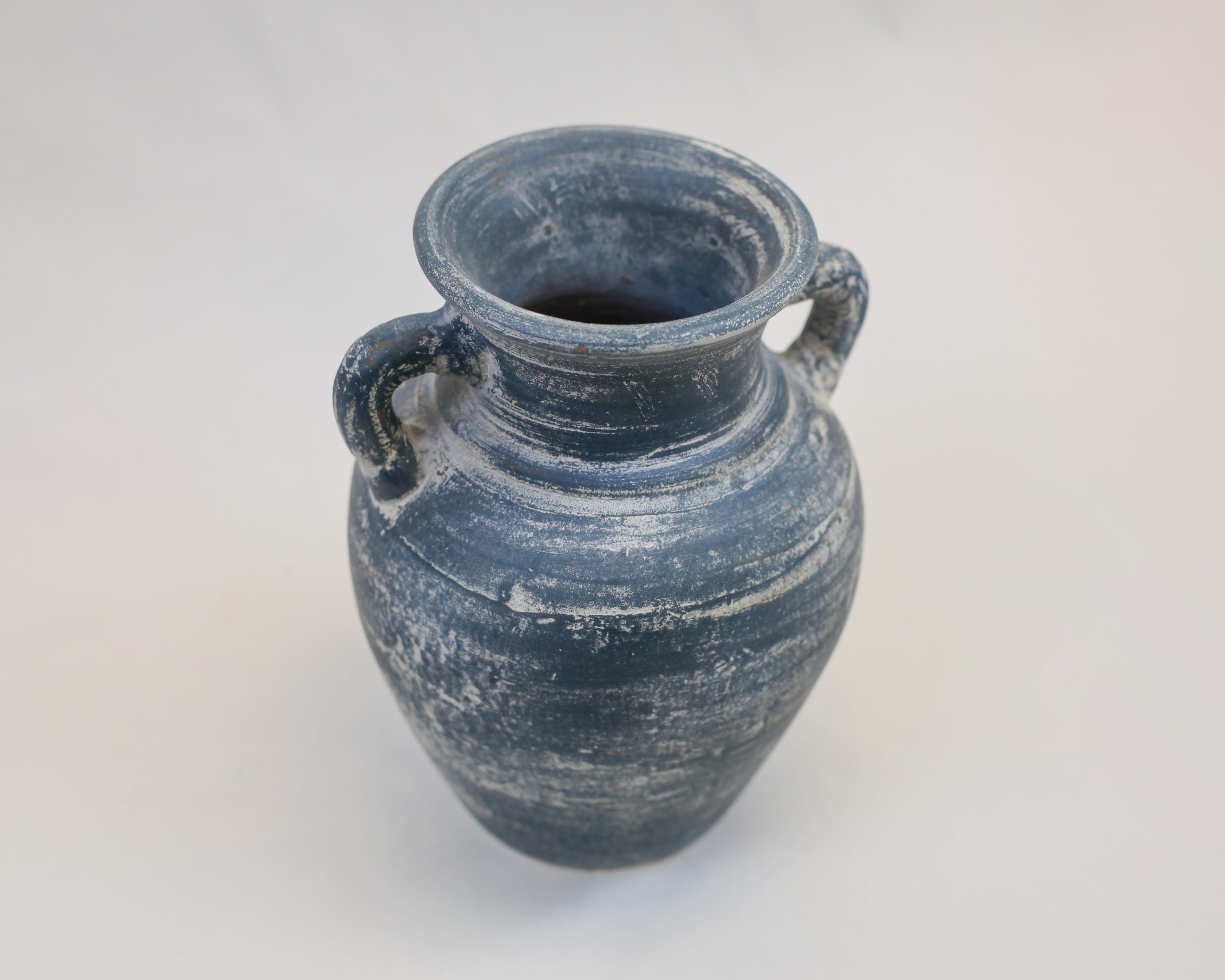 Harbor Blue Terracotta Handle Vase (9.5")