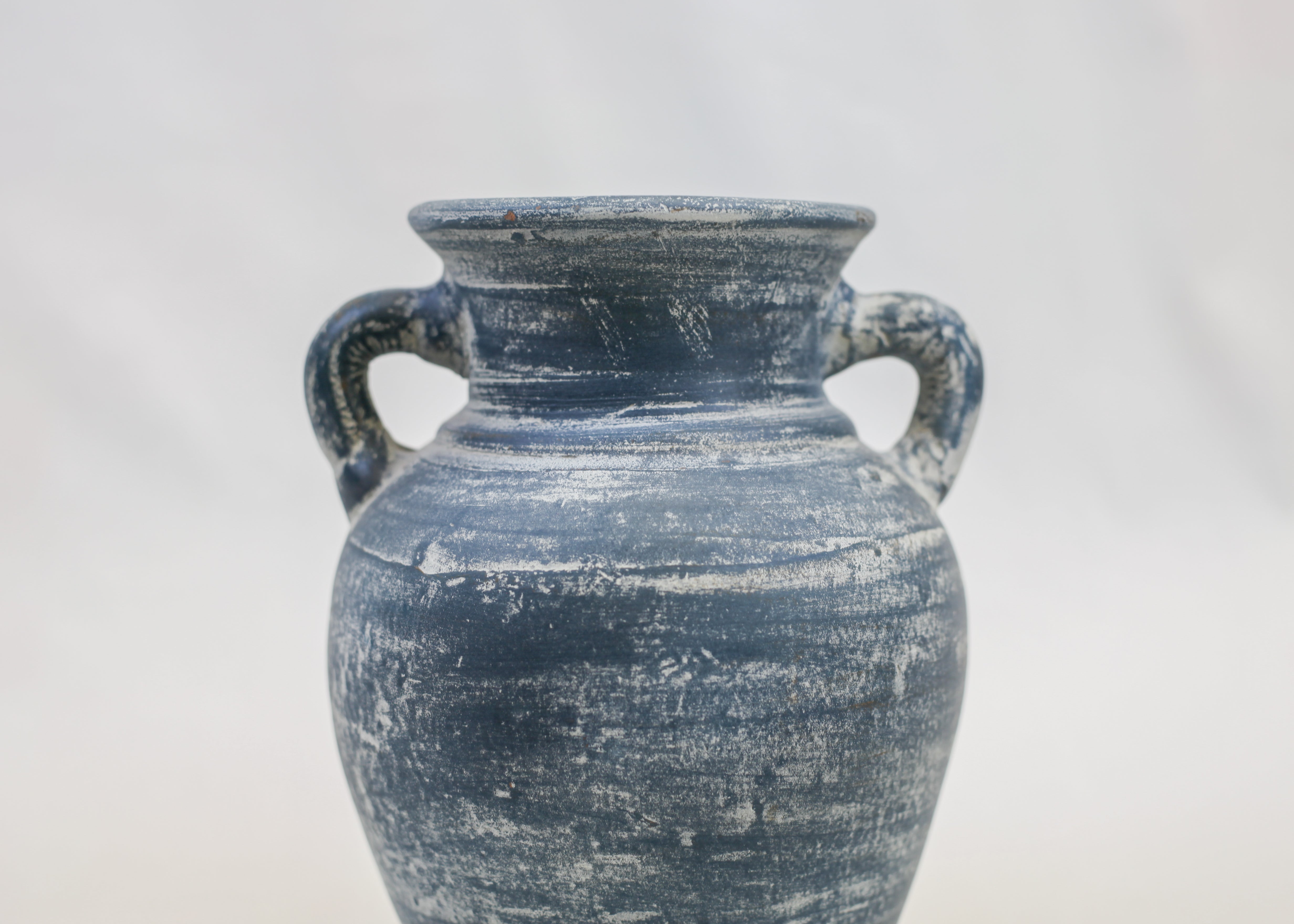 Harbor Blue Terracotta Handle Vase (9.5")