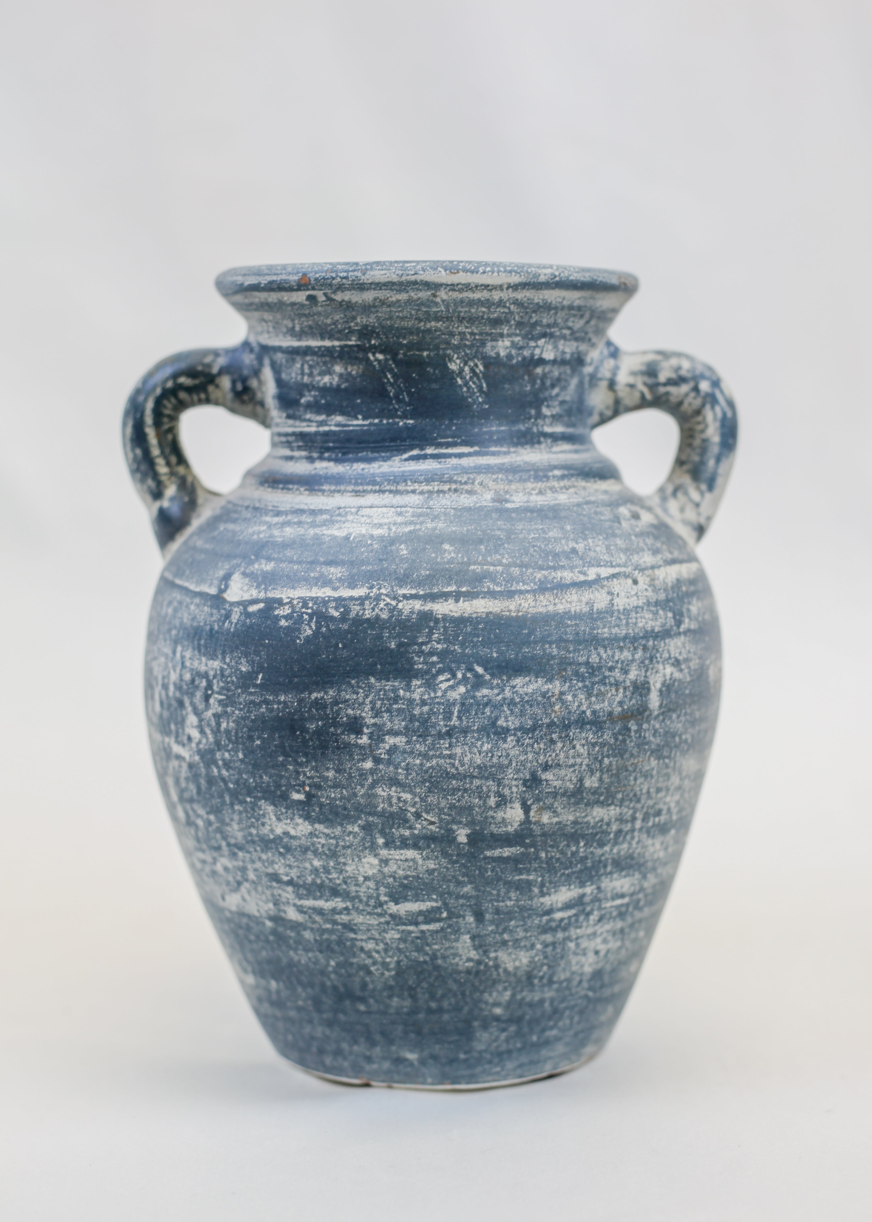 Harbor Blue Terracotta Handle Vase (9.5")