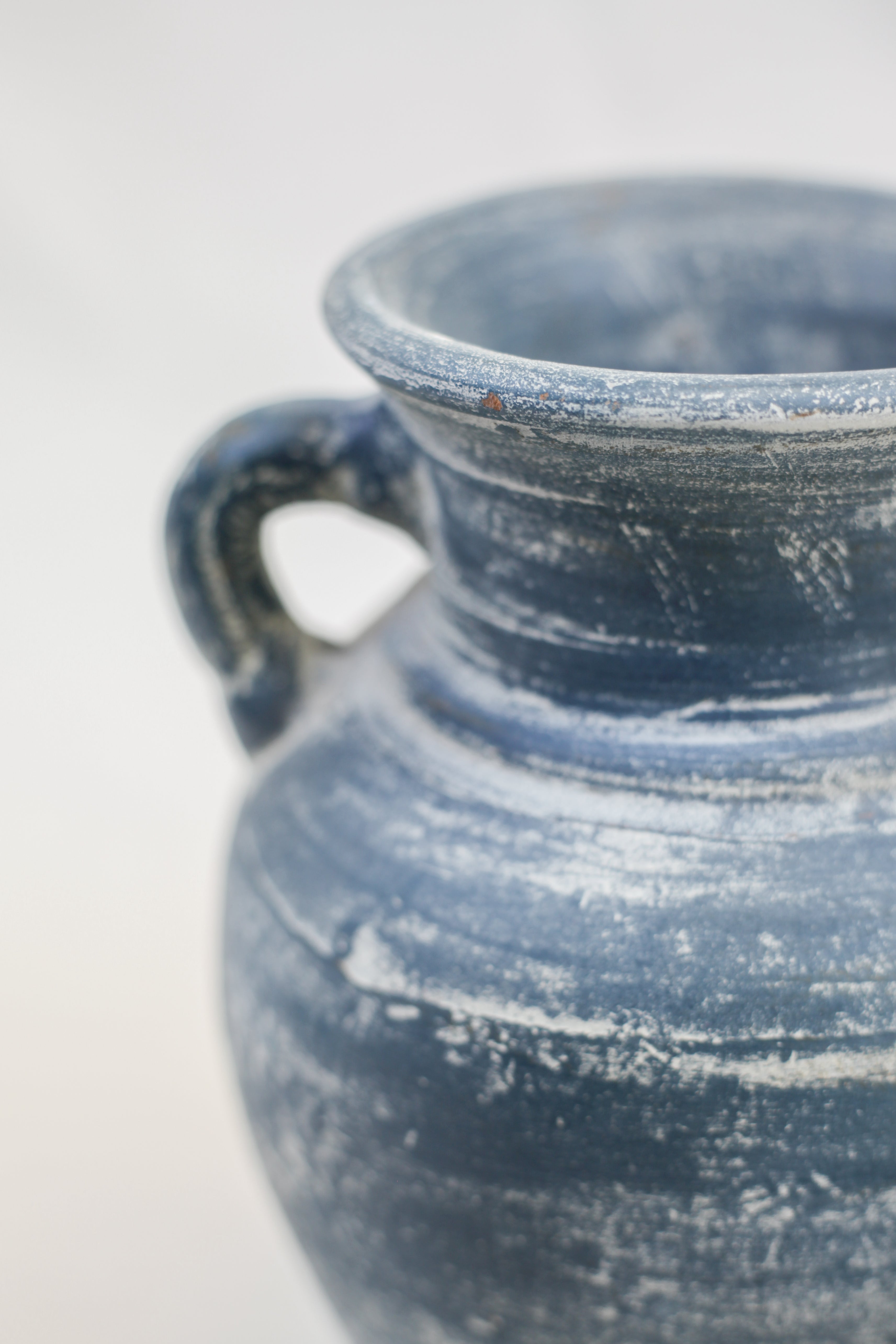 Harbor Blue Terracotta Handle Vase (9.5")