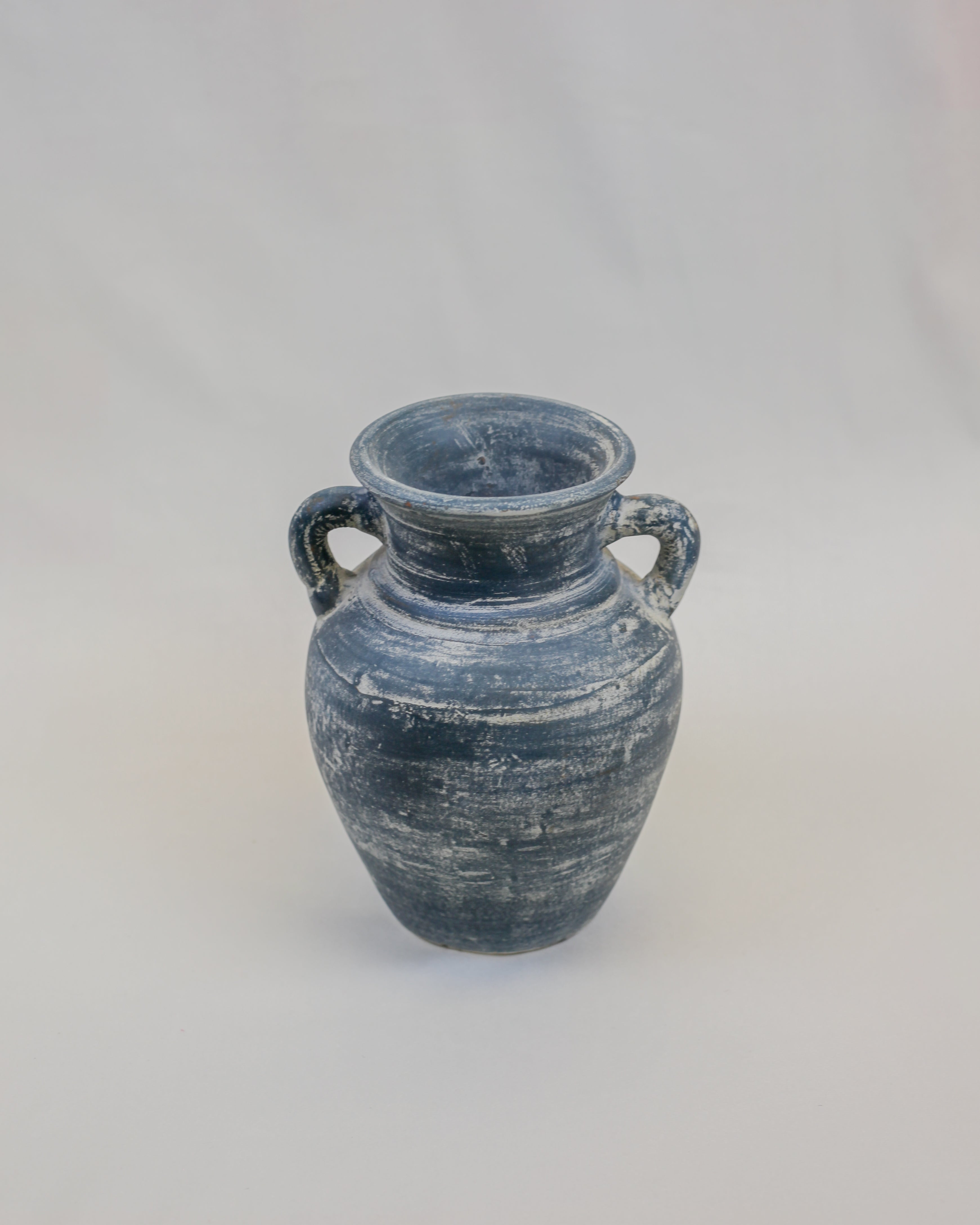Harbor Blue Terracotta Handle Vase (9.5")