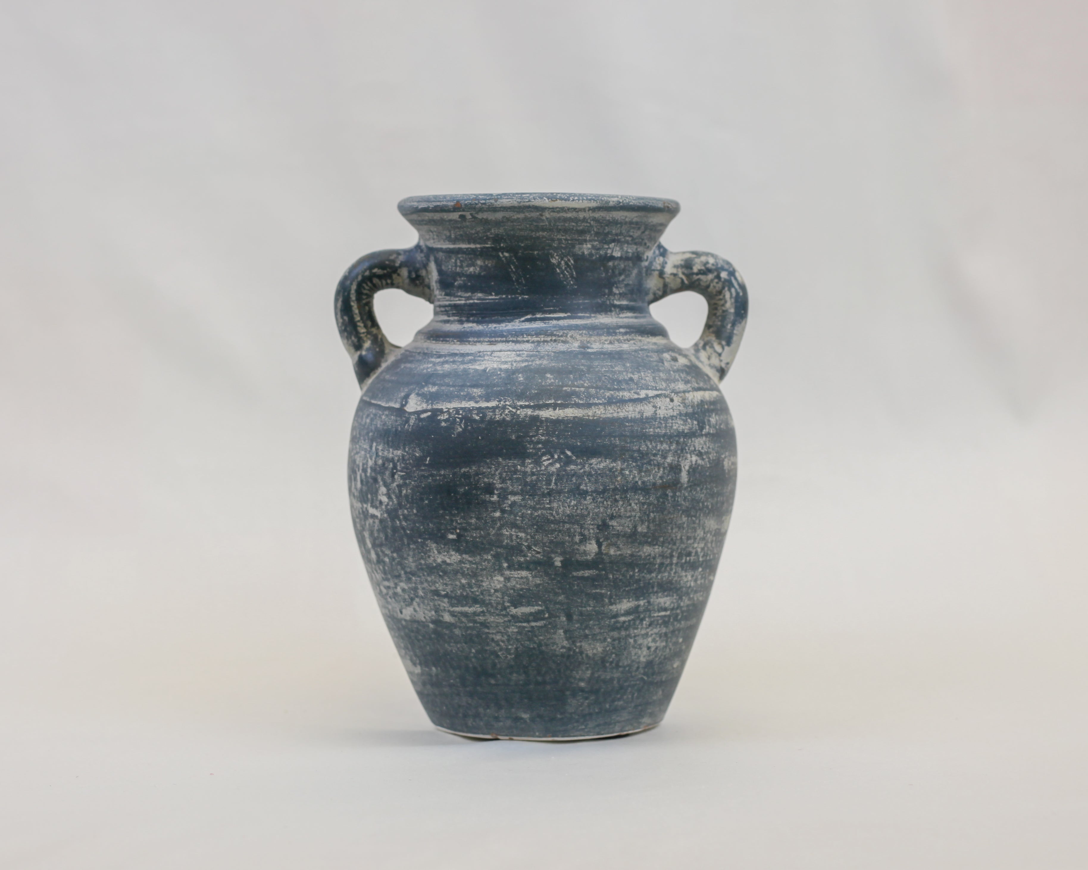 Harbor Blue Terracotta Handle Vase (9.5")