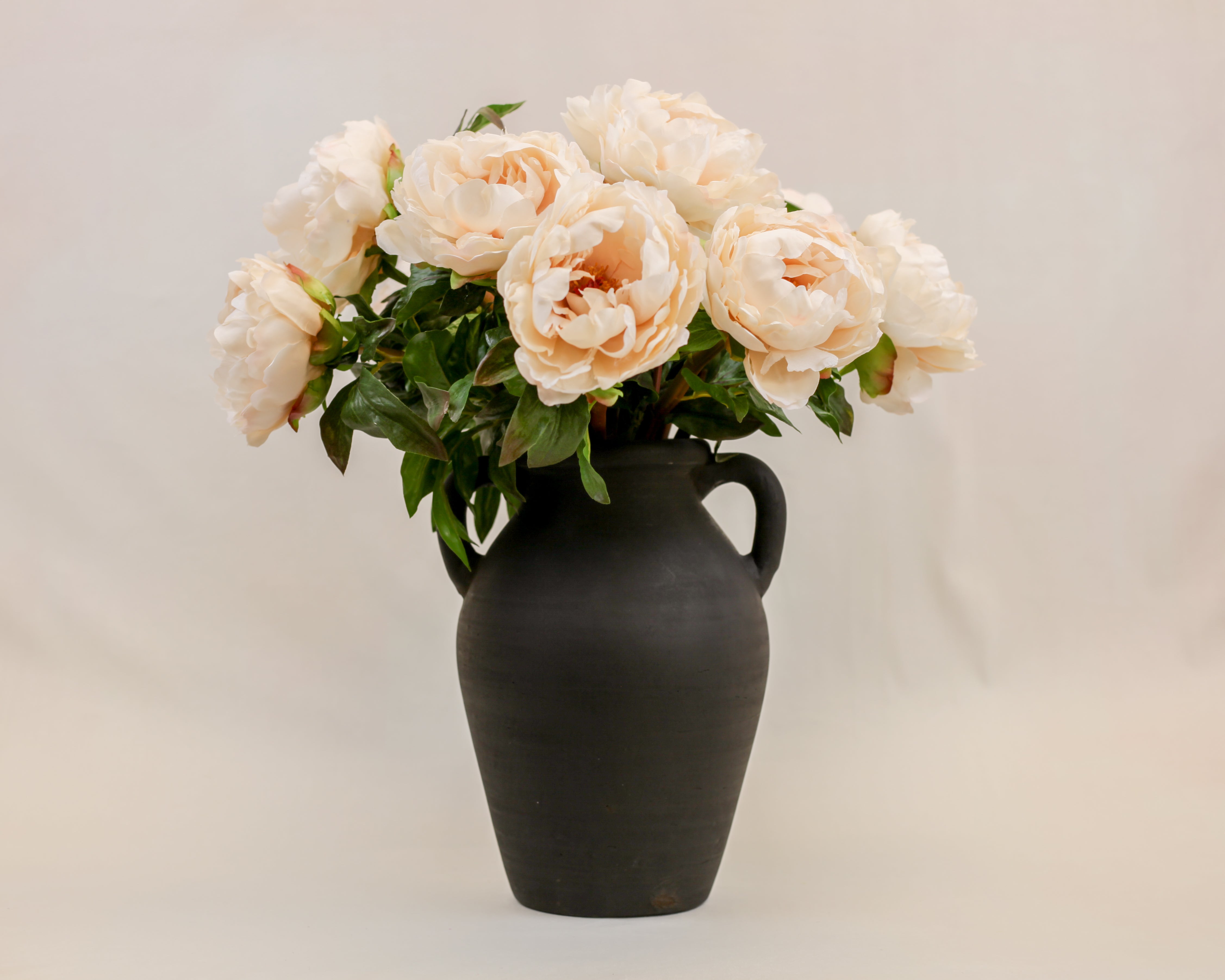 Noir Black Ceramic Handle Vase (13")