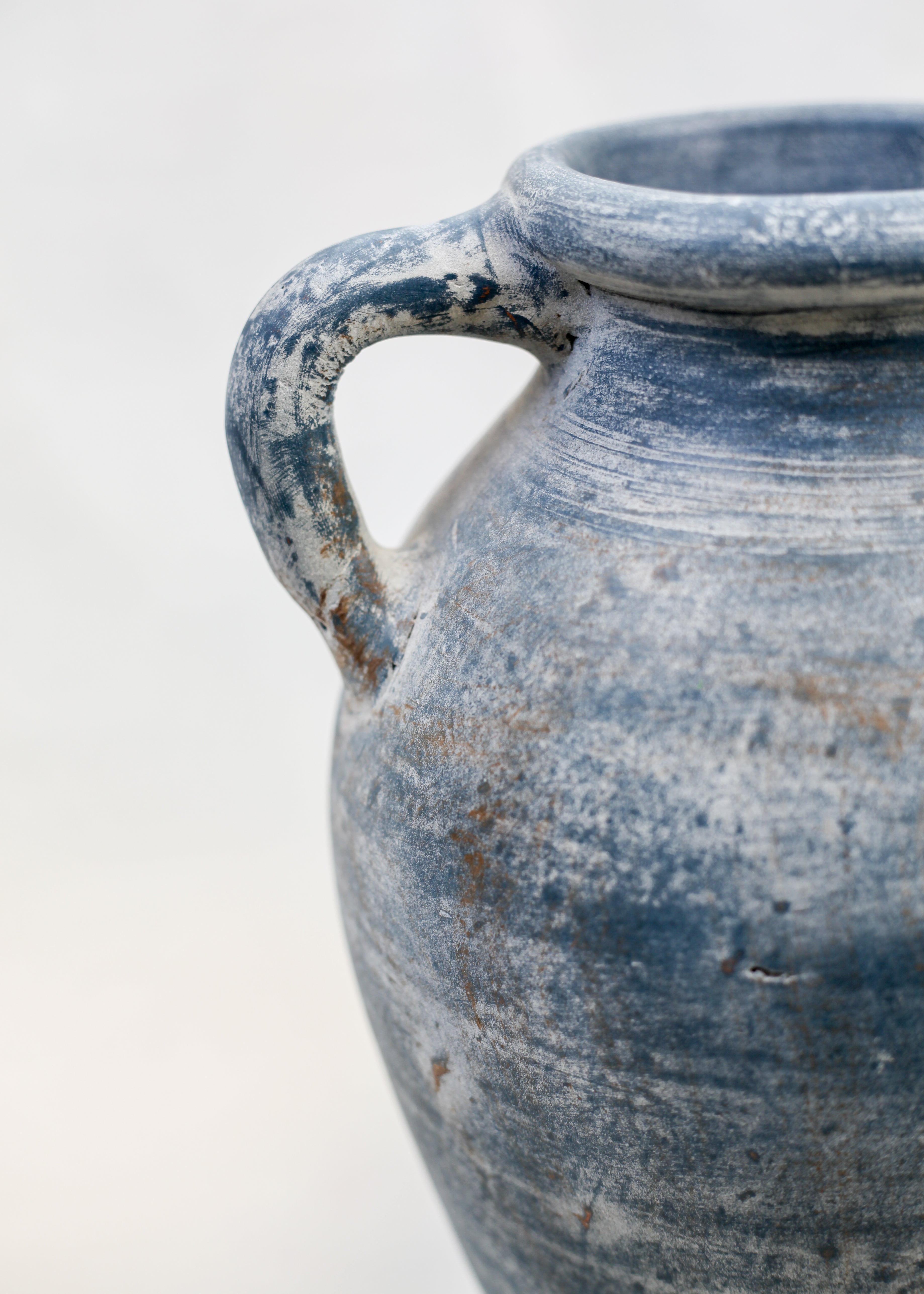 Harbor Blue Terracotta Handle Vase (12.5")