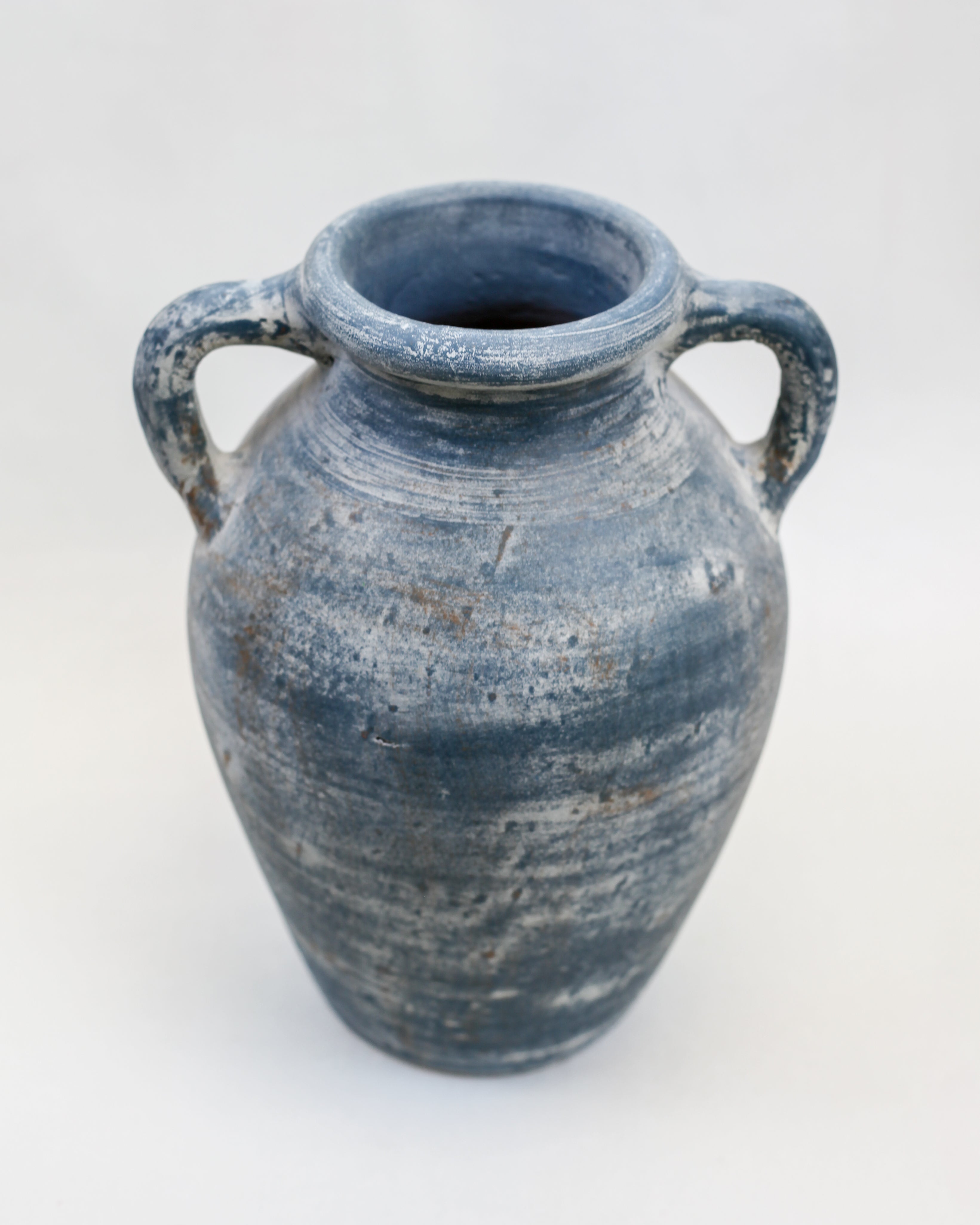 Harbor Blue Terracotta Handle Vase (12.5")