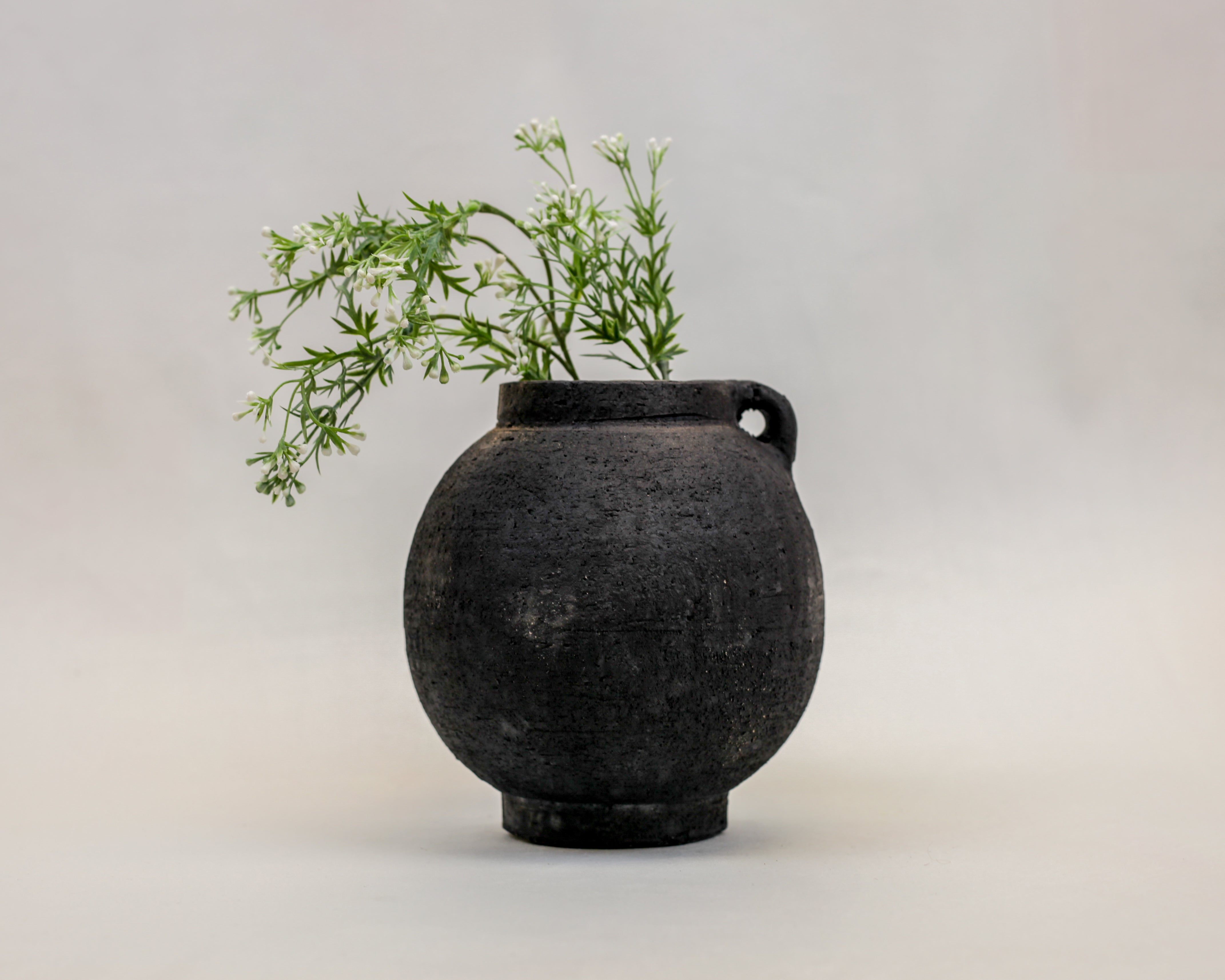 Luna Black Ceramic Abstract Vase (7")