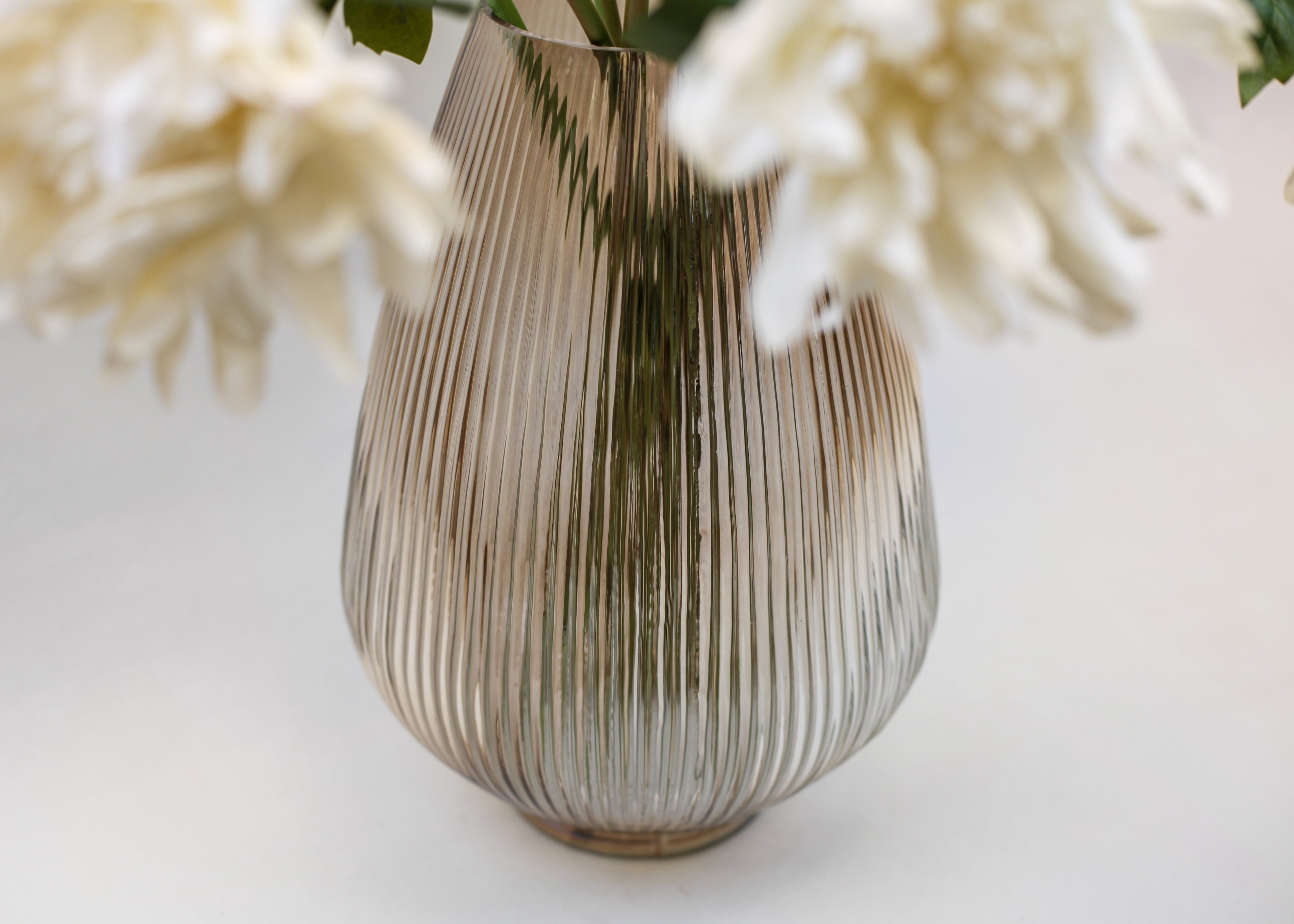 Ribbed Sand Teardrop Vase (12")