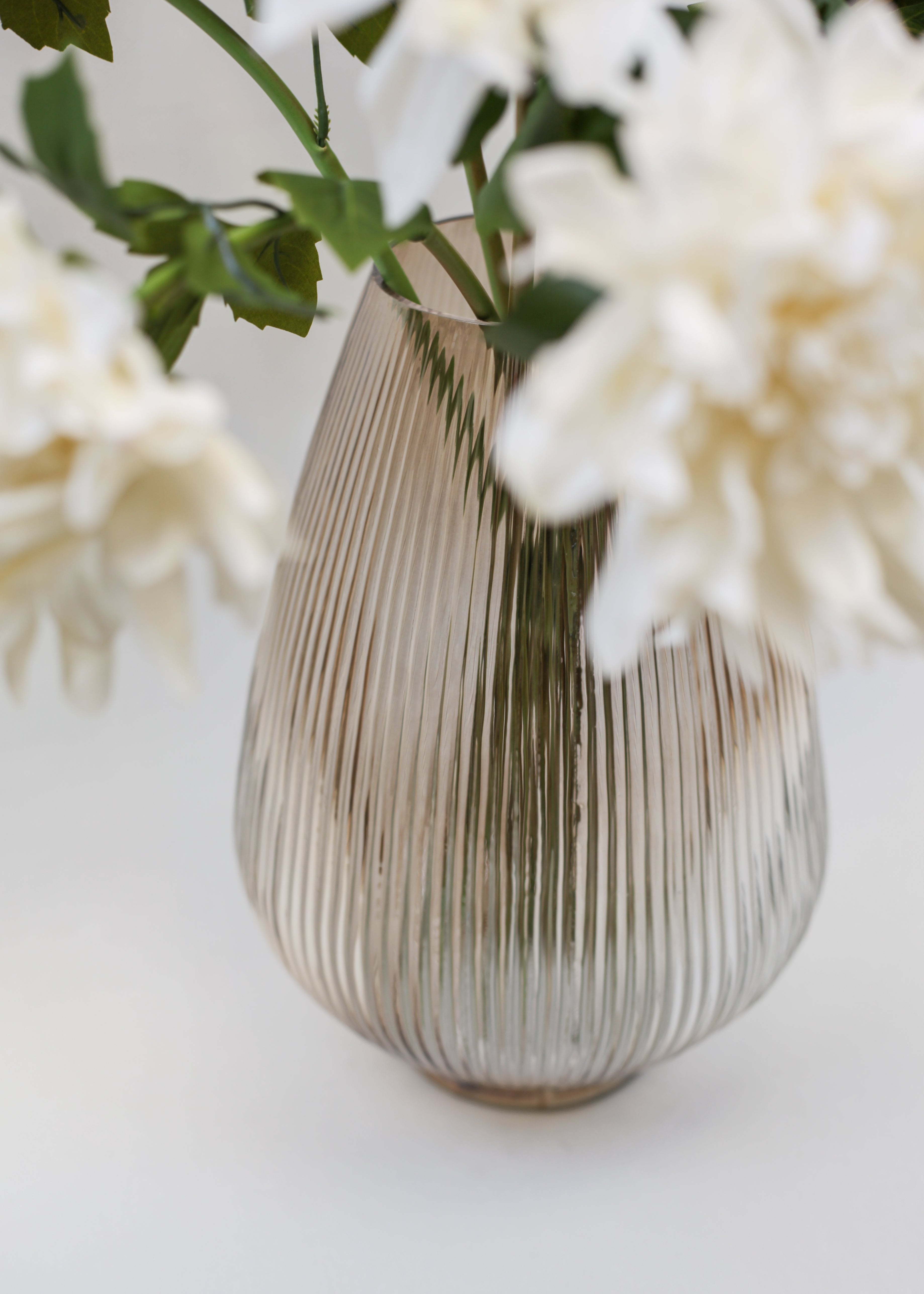 Ribbed Sand Teardrop Vase (12")