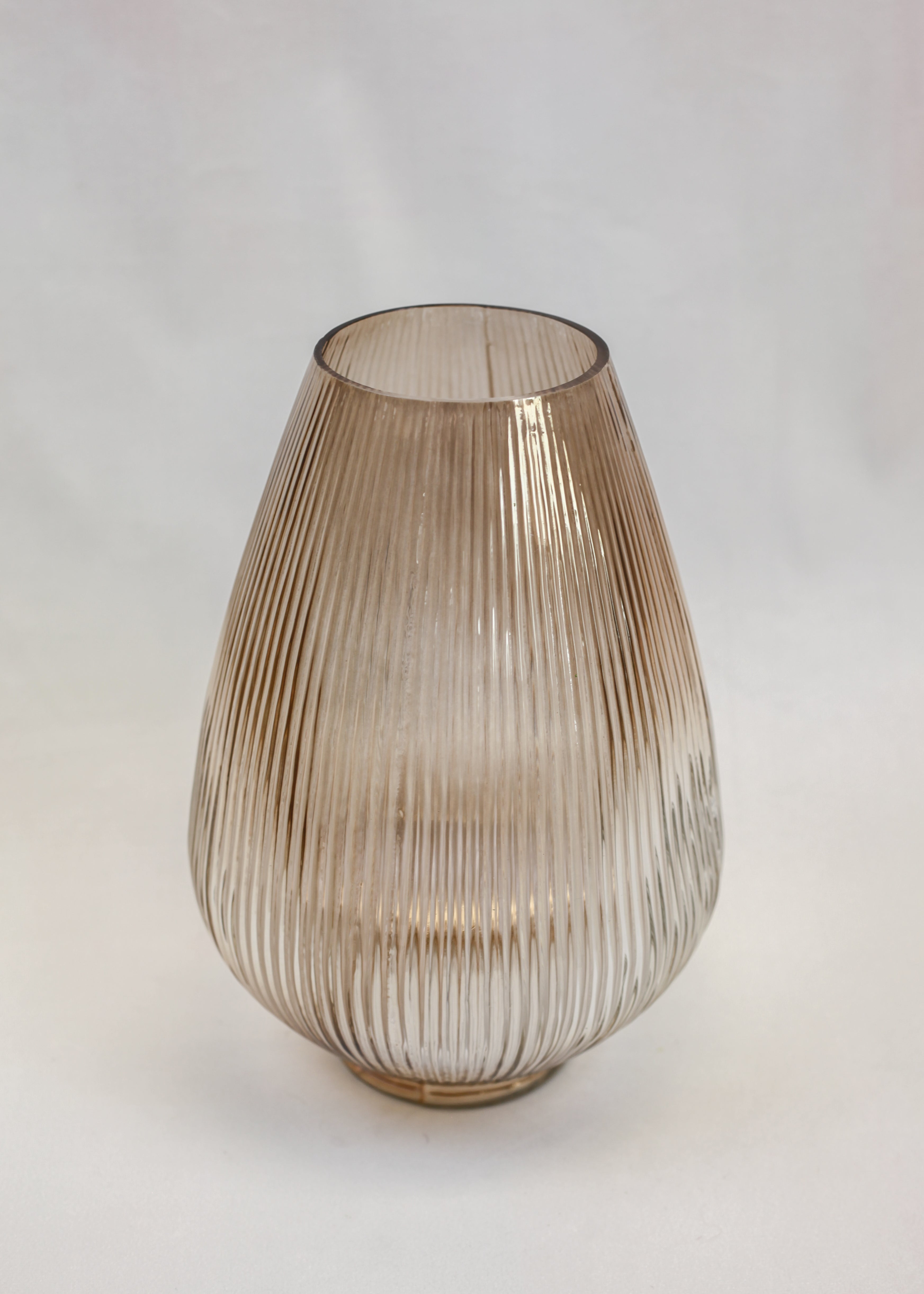 Ribbed Sand Teardrop Vase (9")