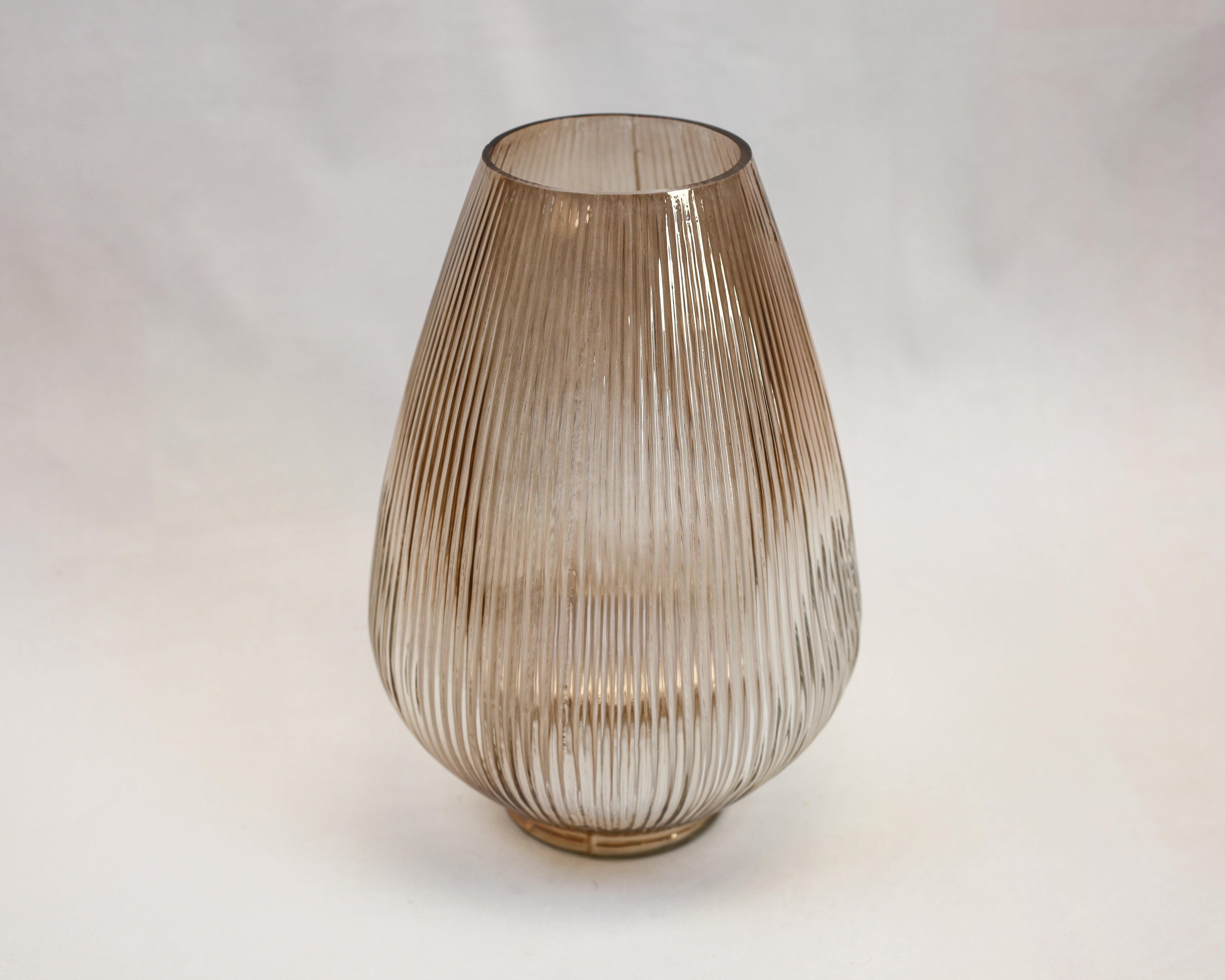 Ribbed Sand Teardrop Vase (9")