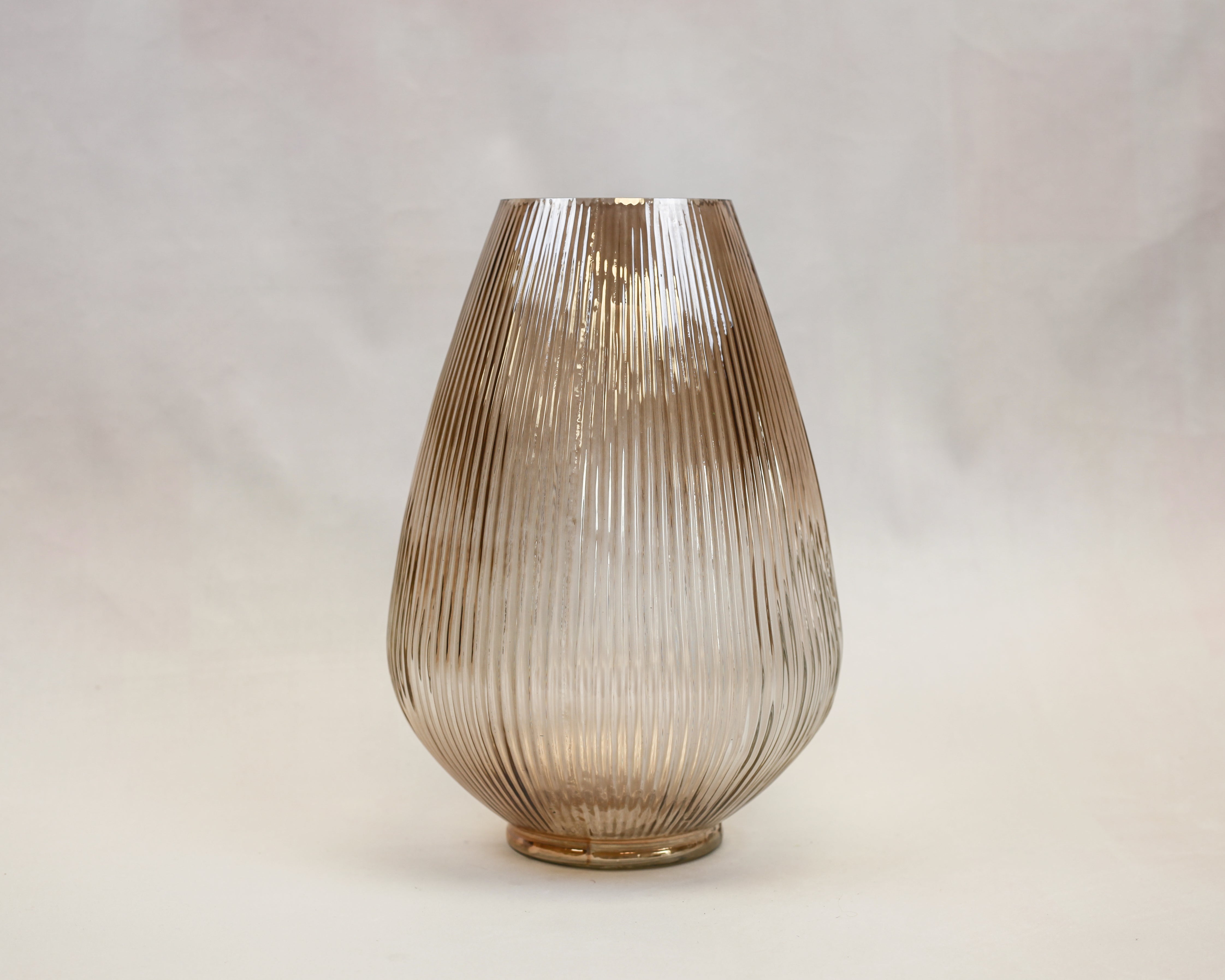 Ribbed Sand Teardrop Vase (9")