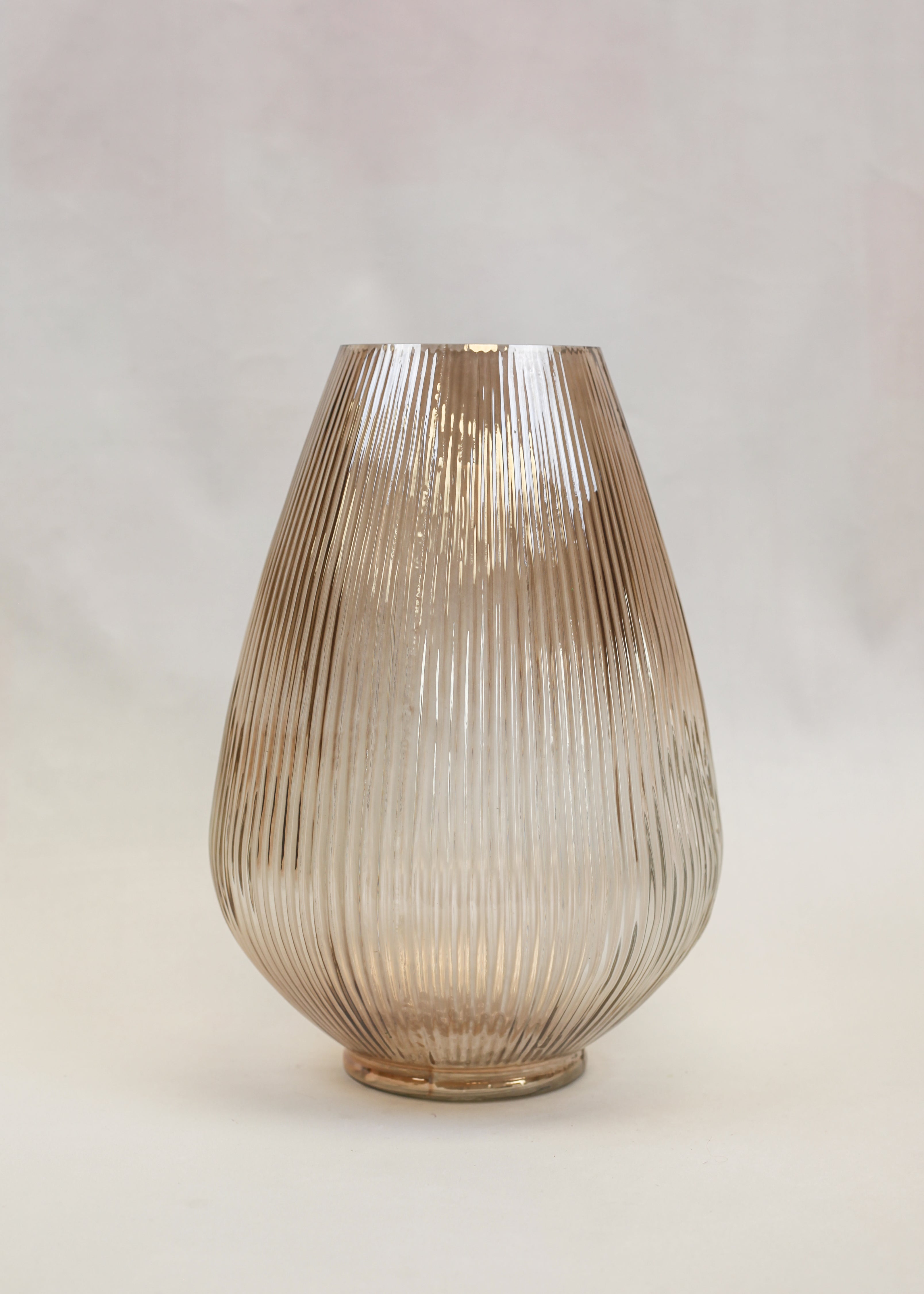 Ribbed Sand Teardrop Vase (9")