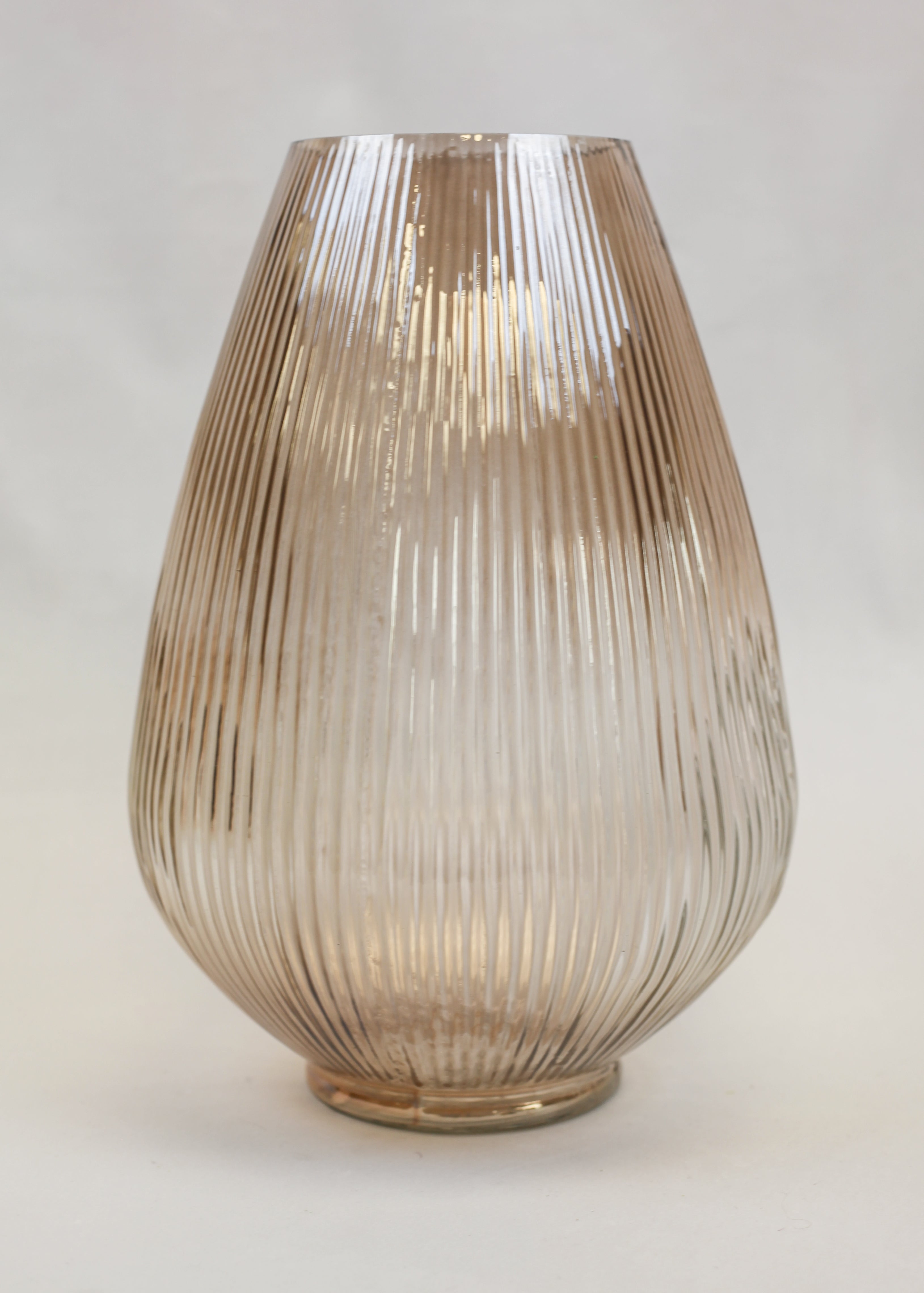 Ribbed Sand Teardrop Vase (12")