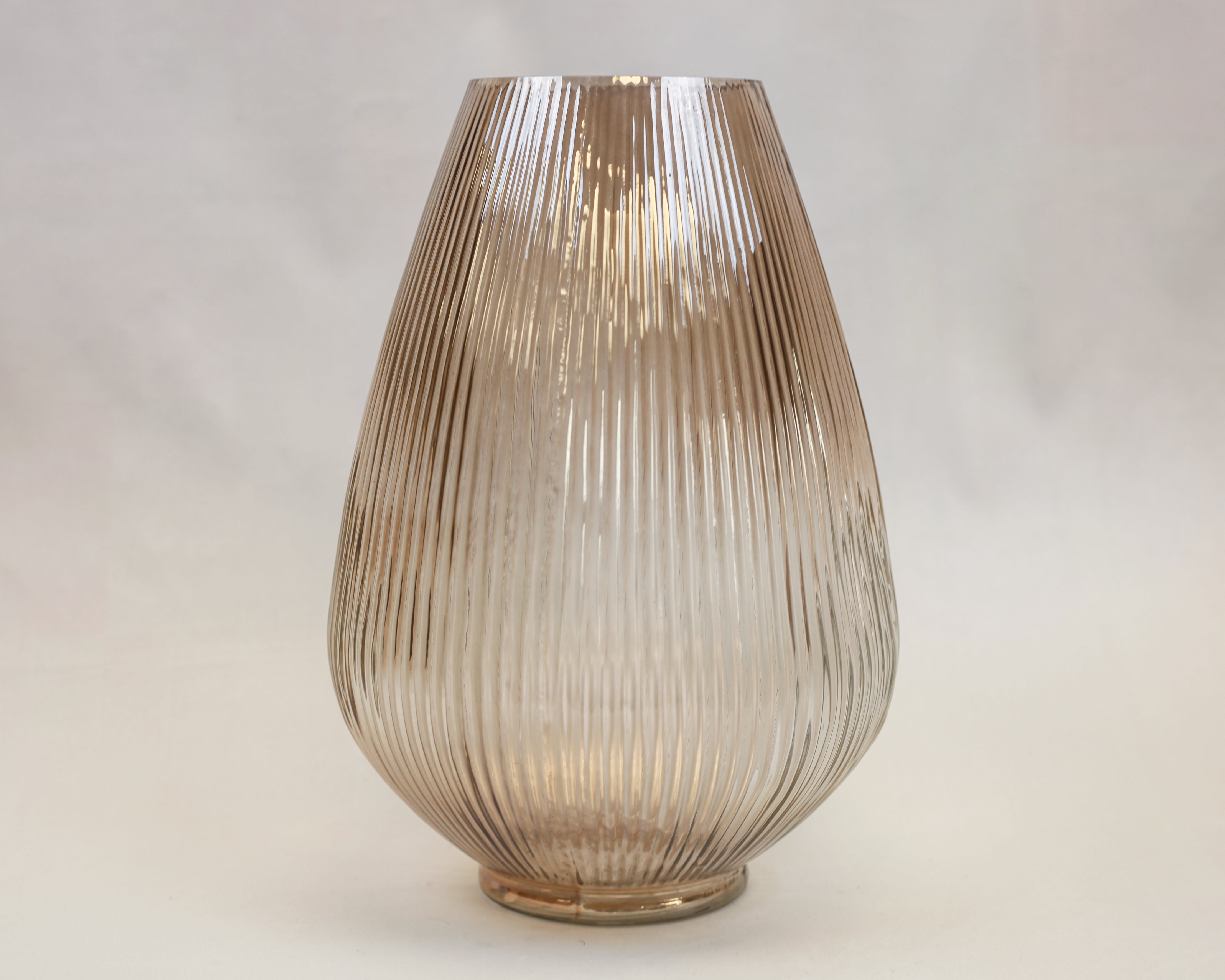Ribbed Sand Teardrop Vase (12")