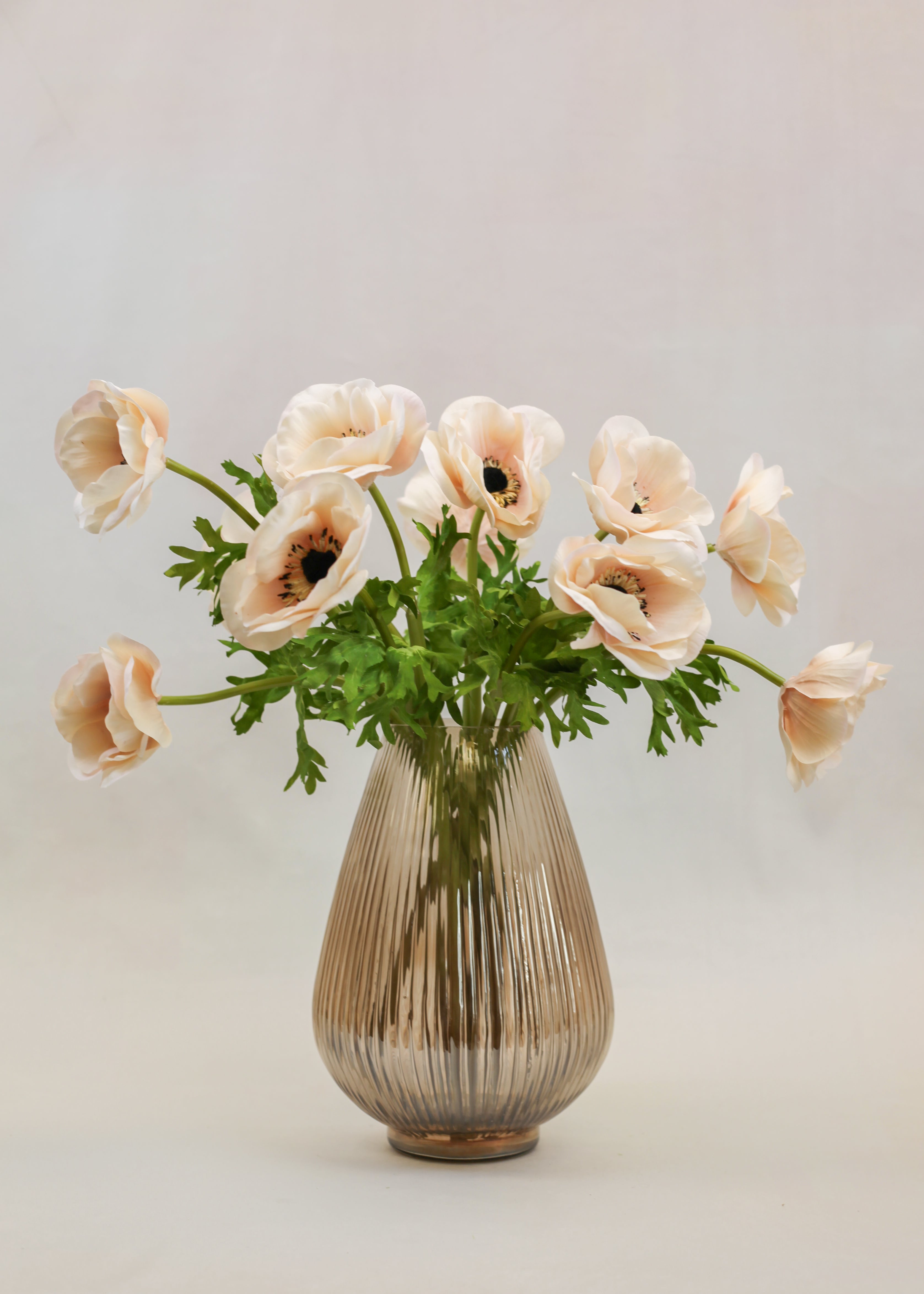 Ribbed Sand Teardrop Vase (9")