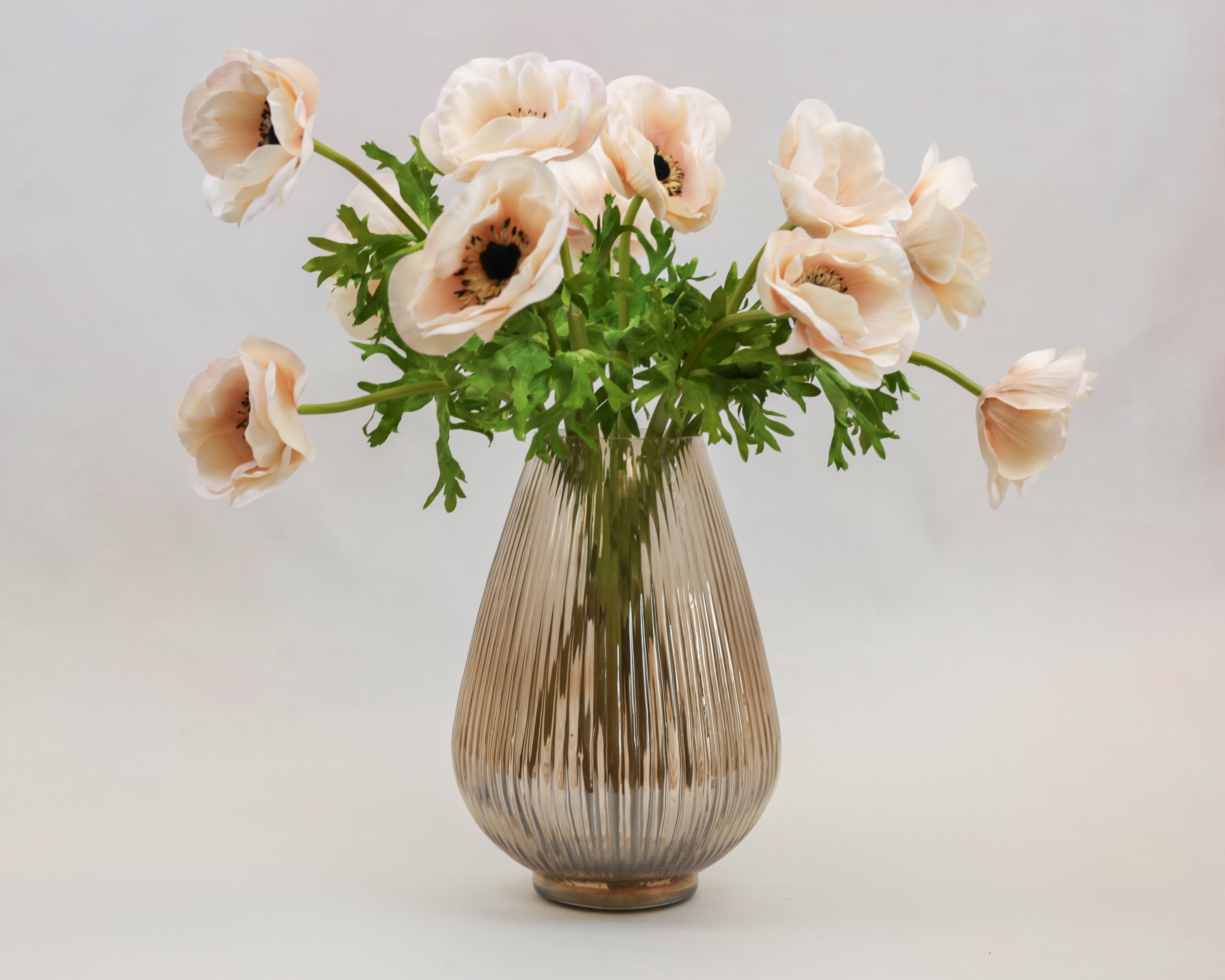 Ribbed Sand Teardrop Vase (9")