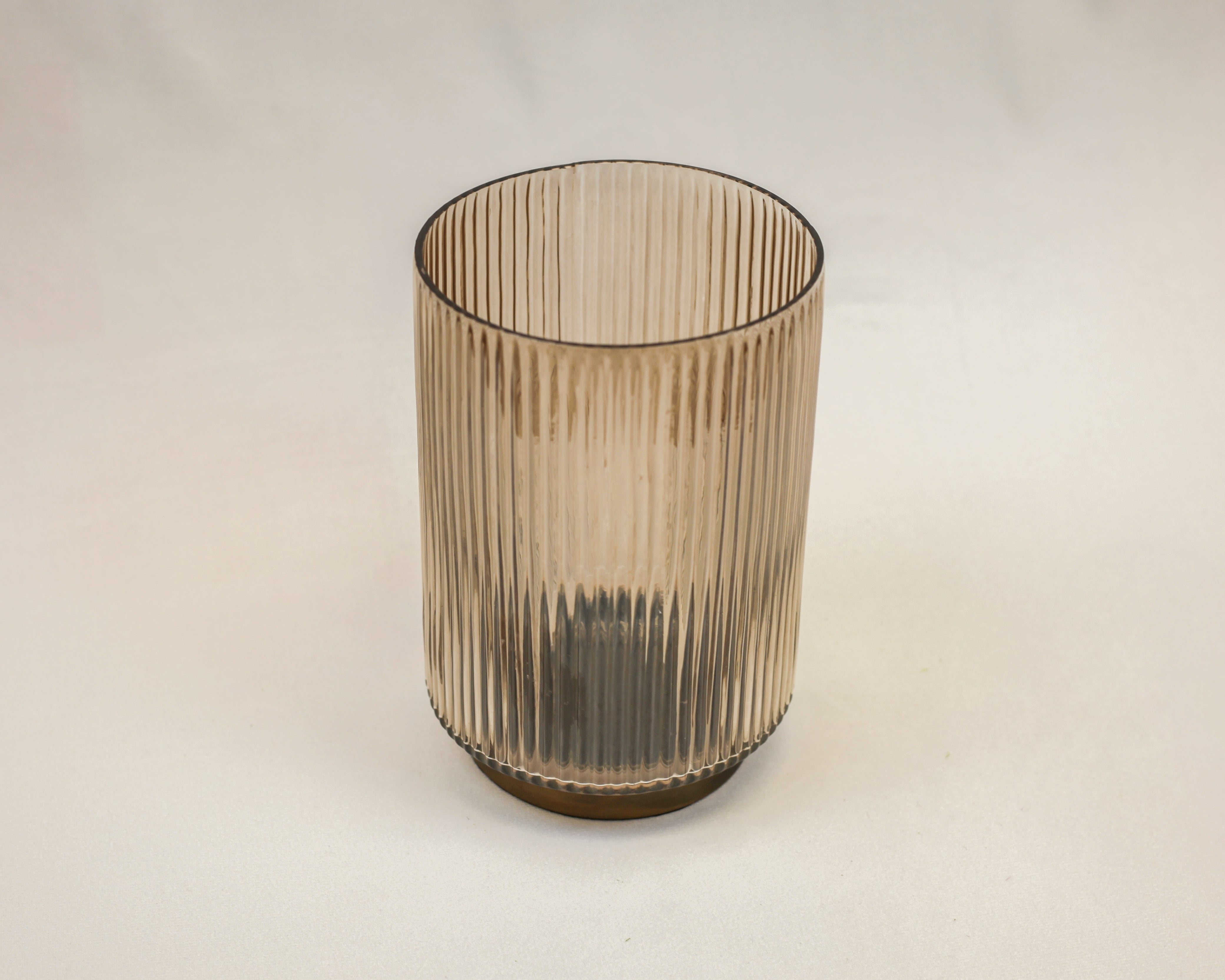 Ribbed Sand Glass Vase (8.5")