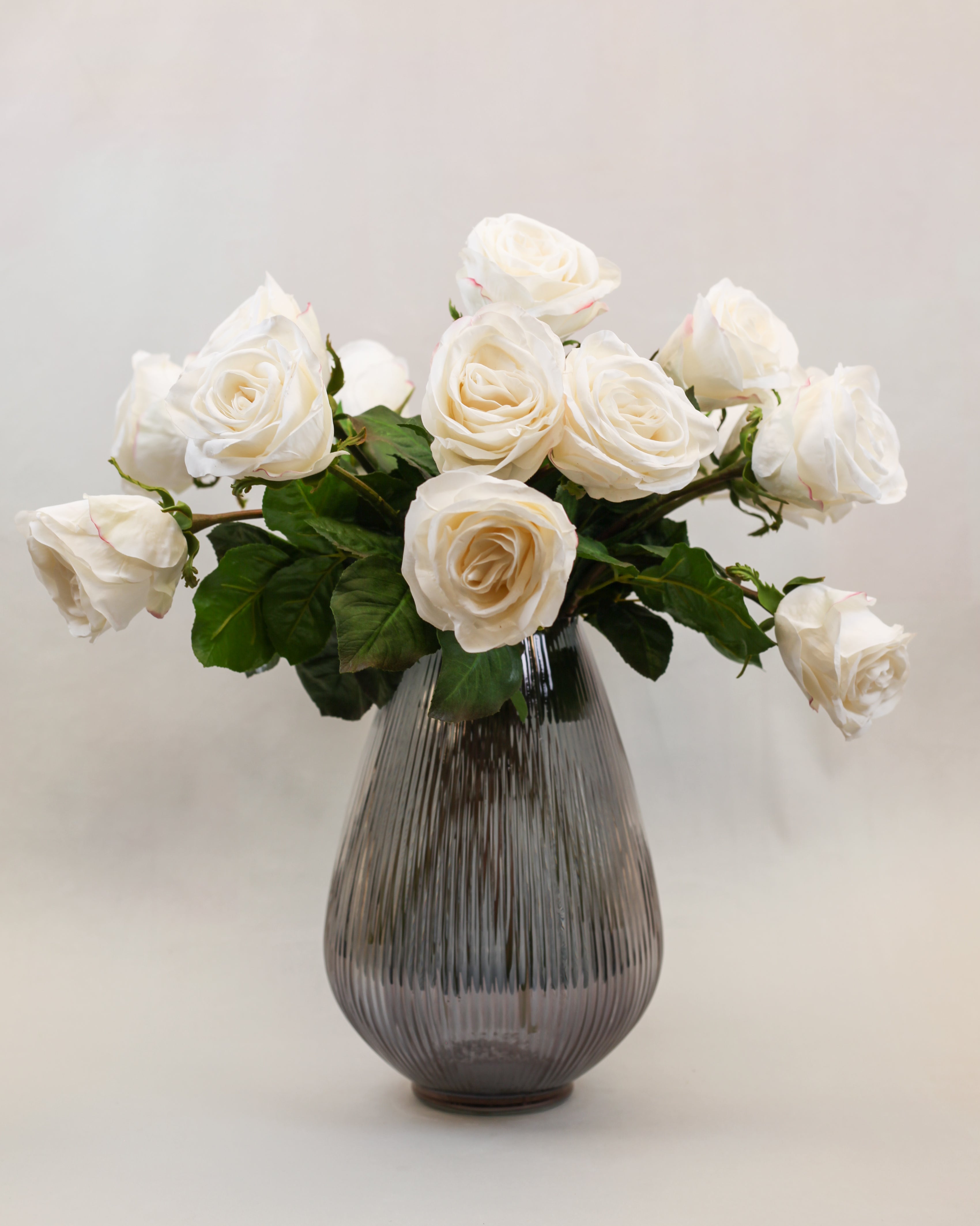 Ribbed Smoke Teardrop Vase (12")